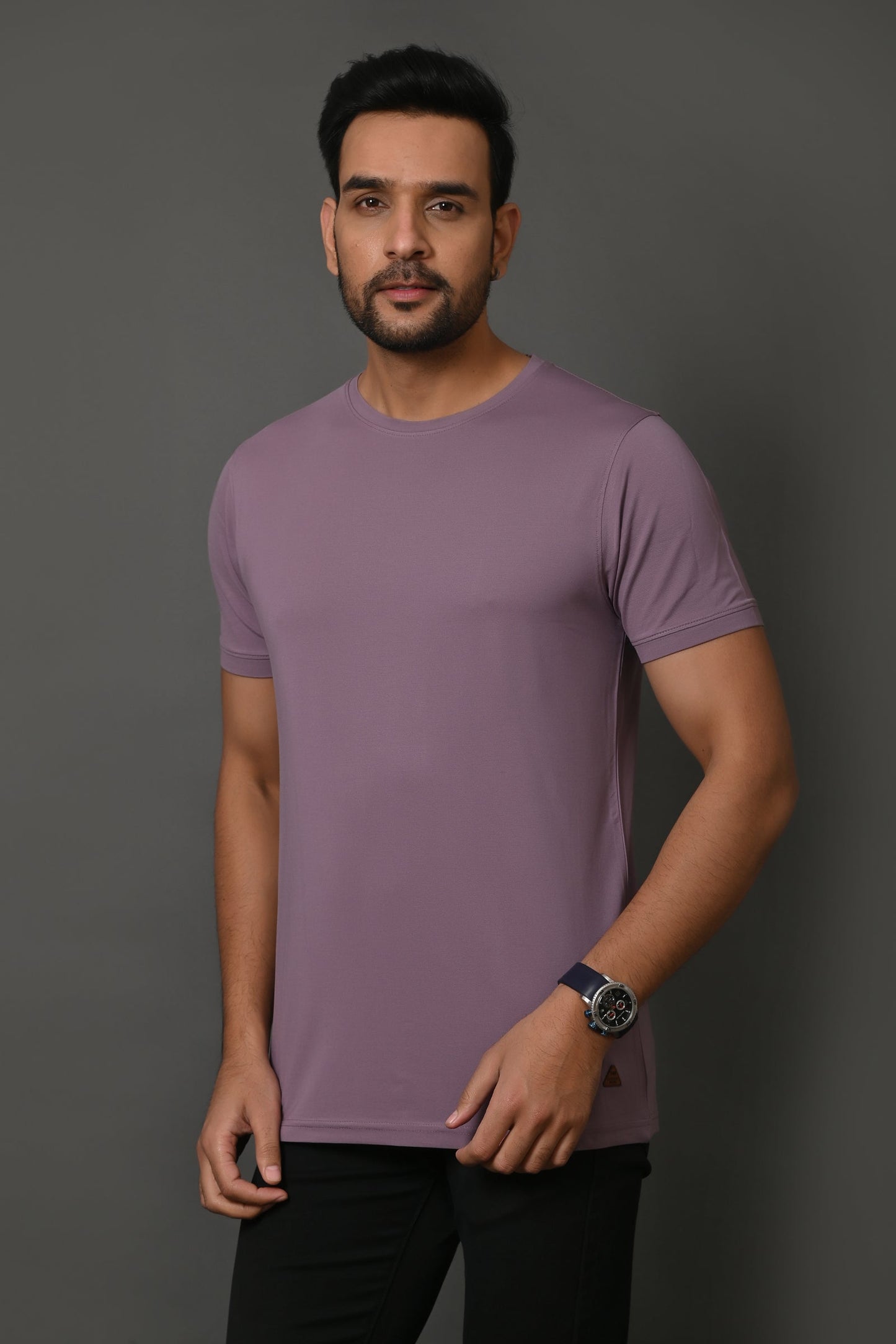 Arbour Men Round Neck Slim Fit Solid Half Sleeves T-Shirt