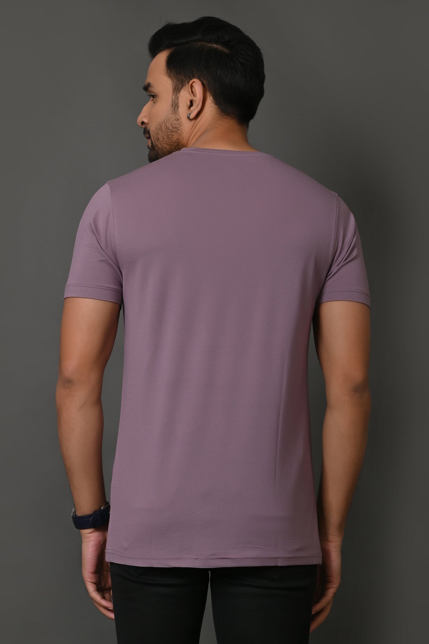 Arbour Men Round Neck Slim Fit Solid Half Sleeves T-Shirt