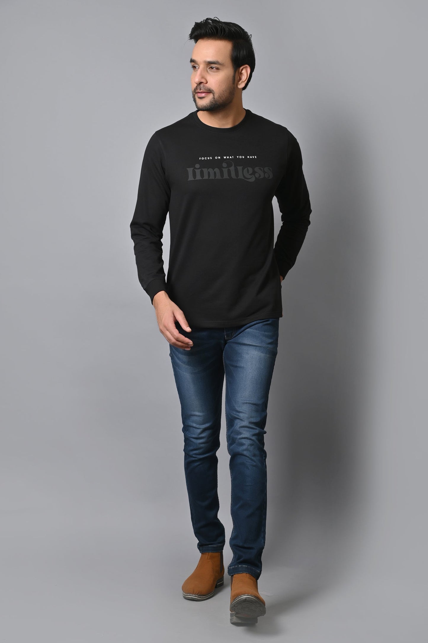 Arbour Men Round Neck Printed Full Sleeves T-Shirt