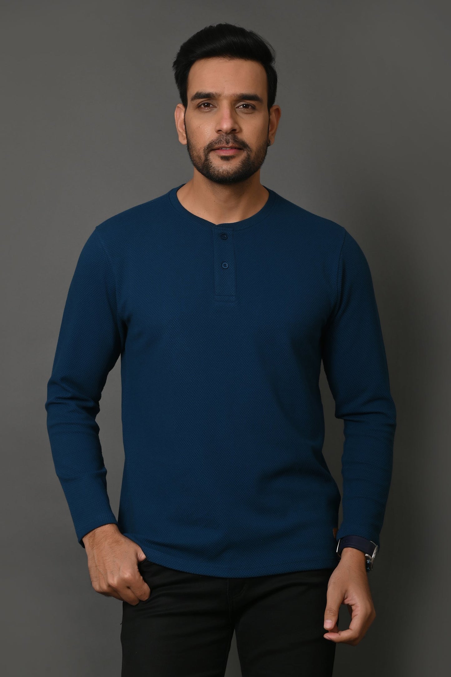 Arbour Men Henley Neck Full Sleeves T-Shirt