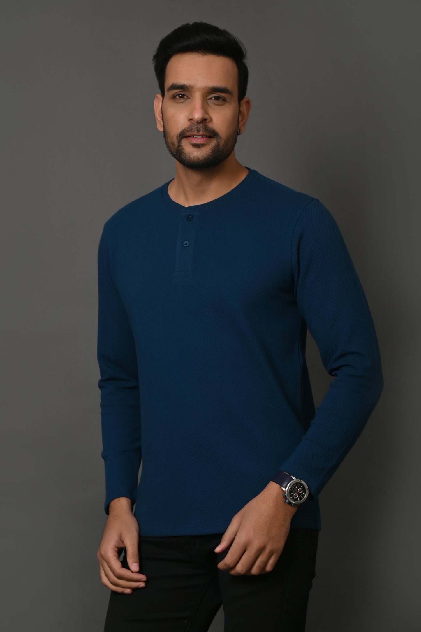 Arbour Men Henley Neck Full Sleeves T-Shirt