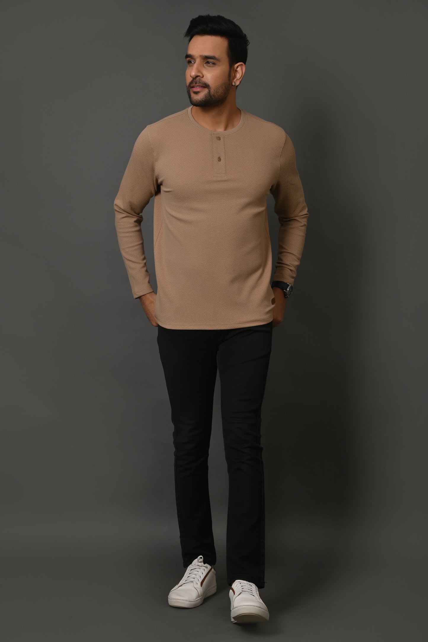 Arbour Men Henley Neck Full Sleeves T-Shirt