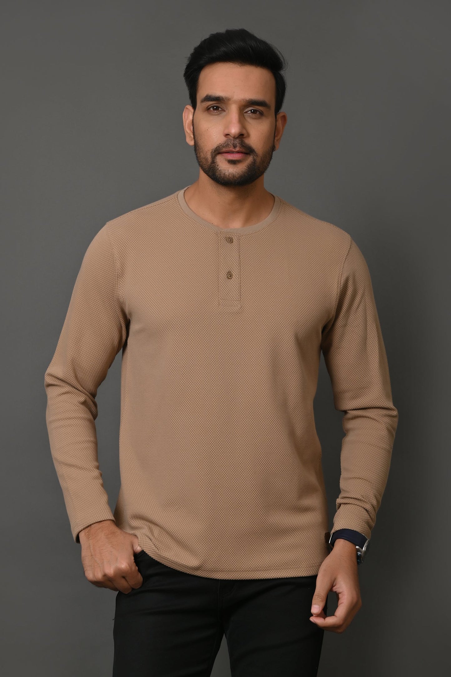 Arbour Men Henley Neck Full Sleeves T-Shirt