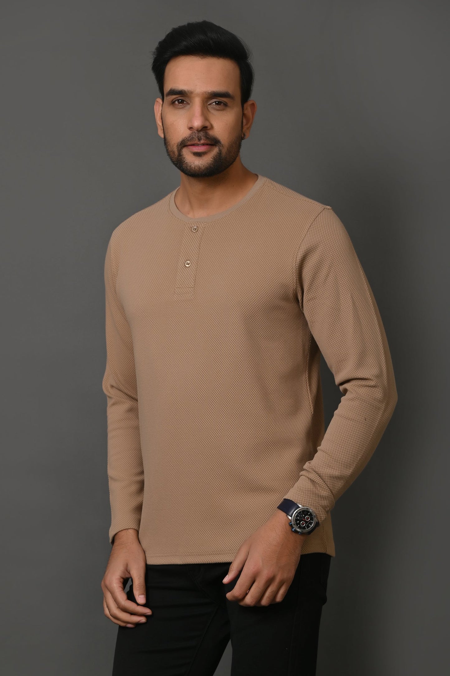 Arbour Men Henley Neck Full Sleeves T-Shirt