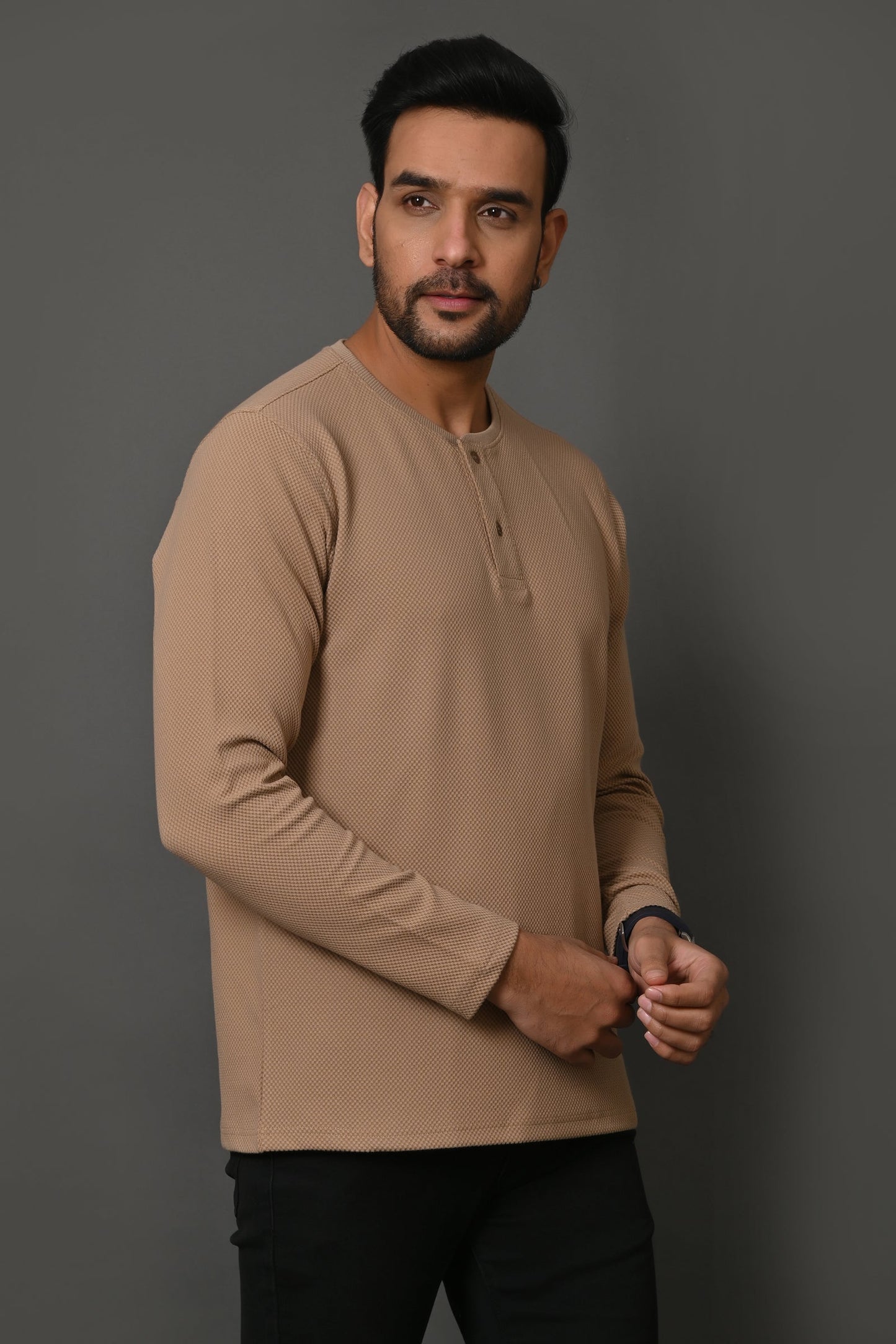 Arbour Men Henley Neck Full Sleeves T-Shirt