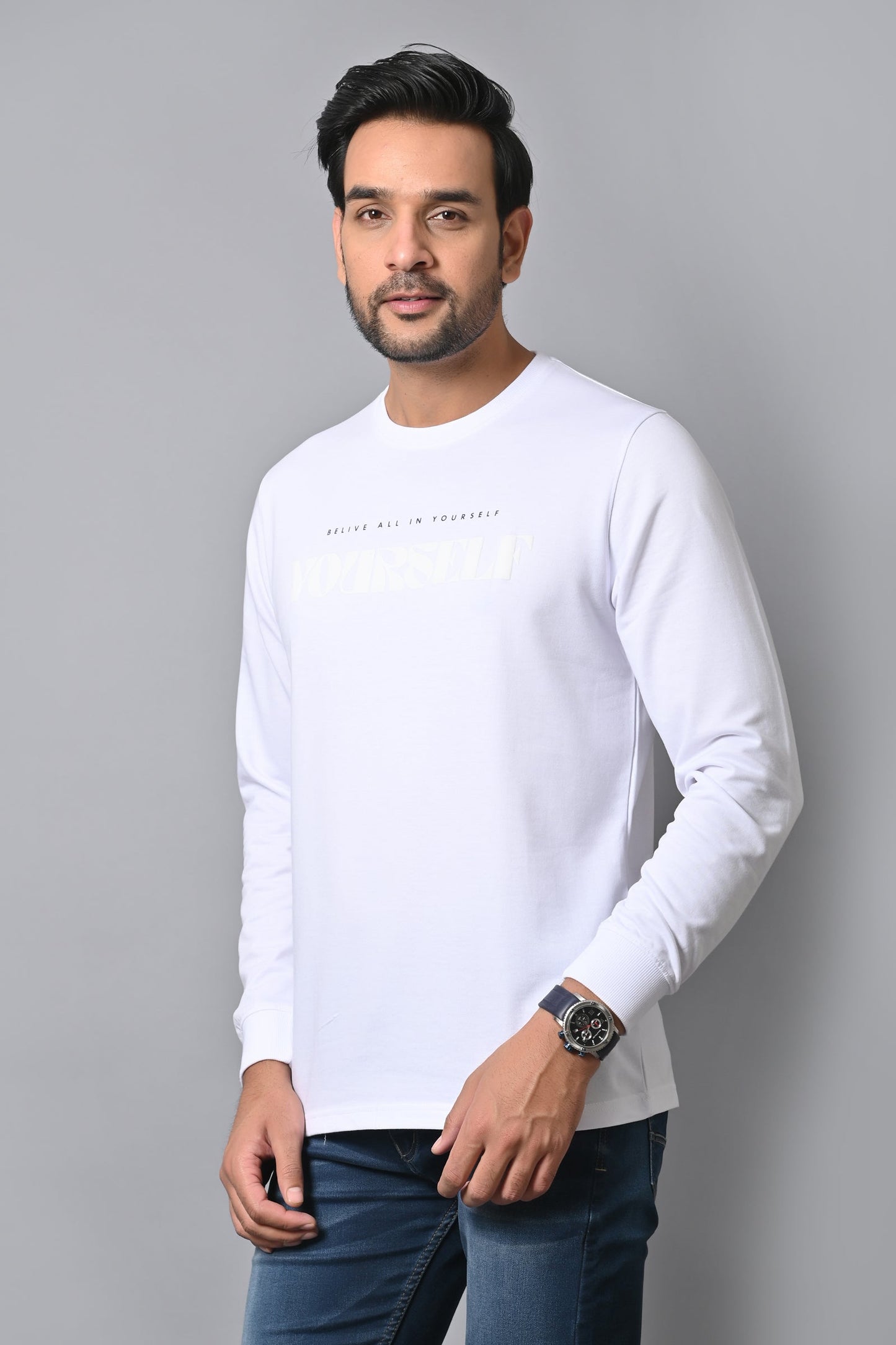 Arbour Men Round Neck Printed Full Sleeves T-Shirt