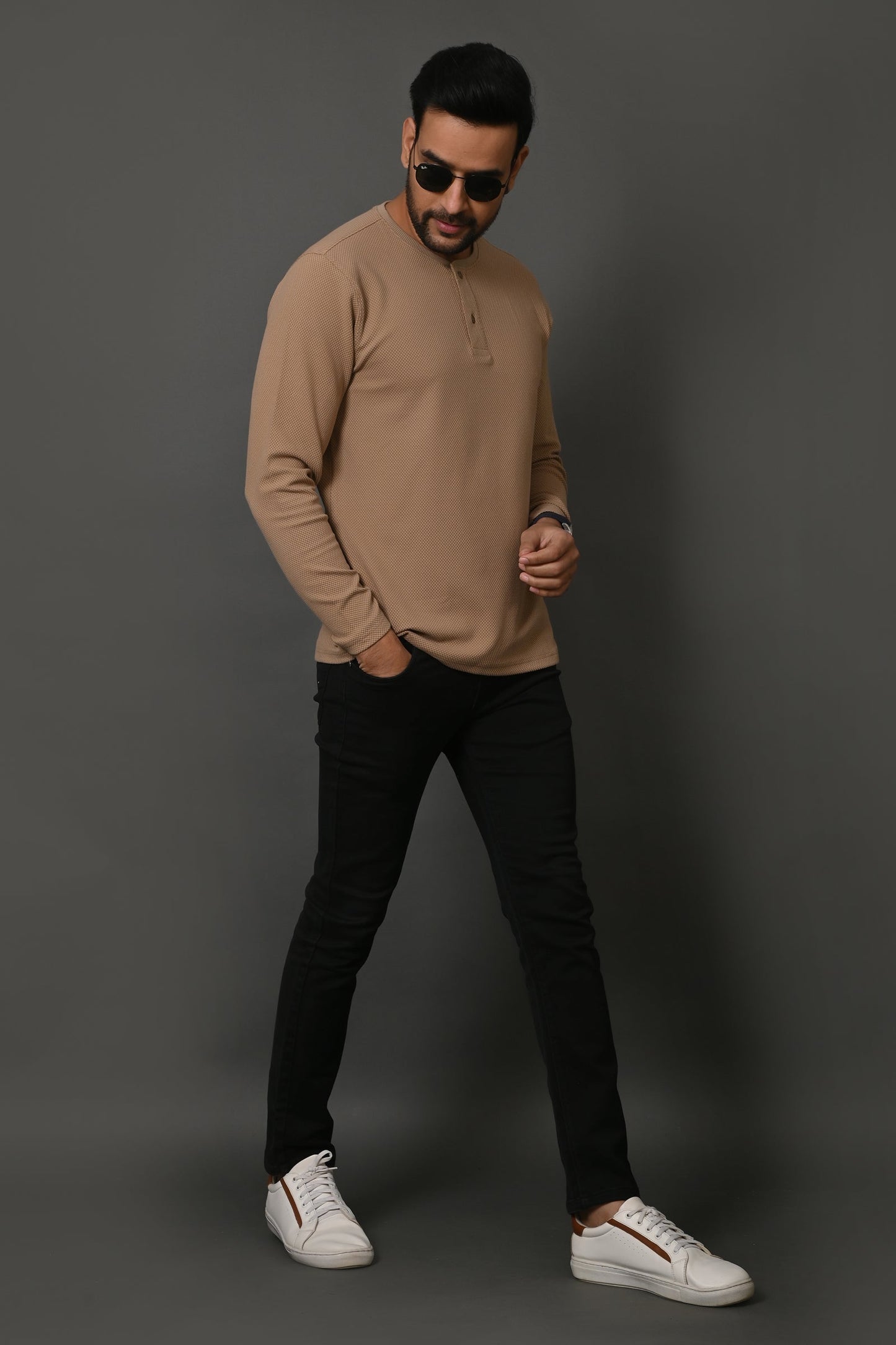 Arbour Men Henley Neck Full Sleeves T-Shirt