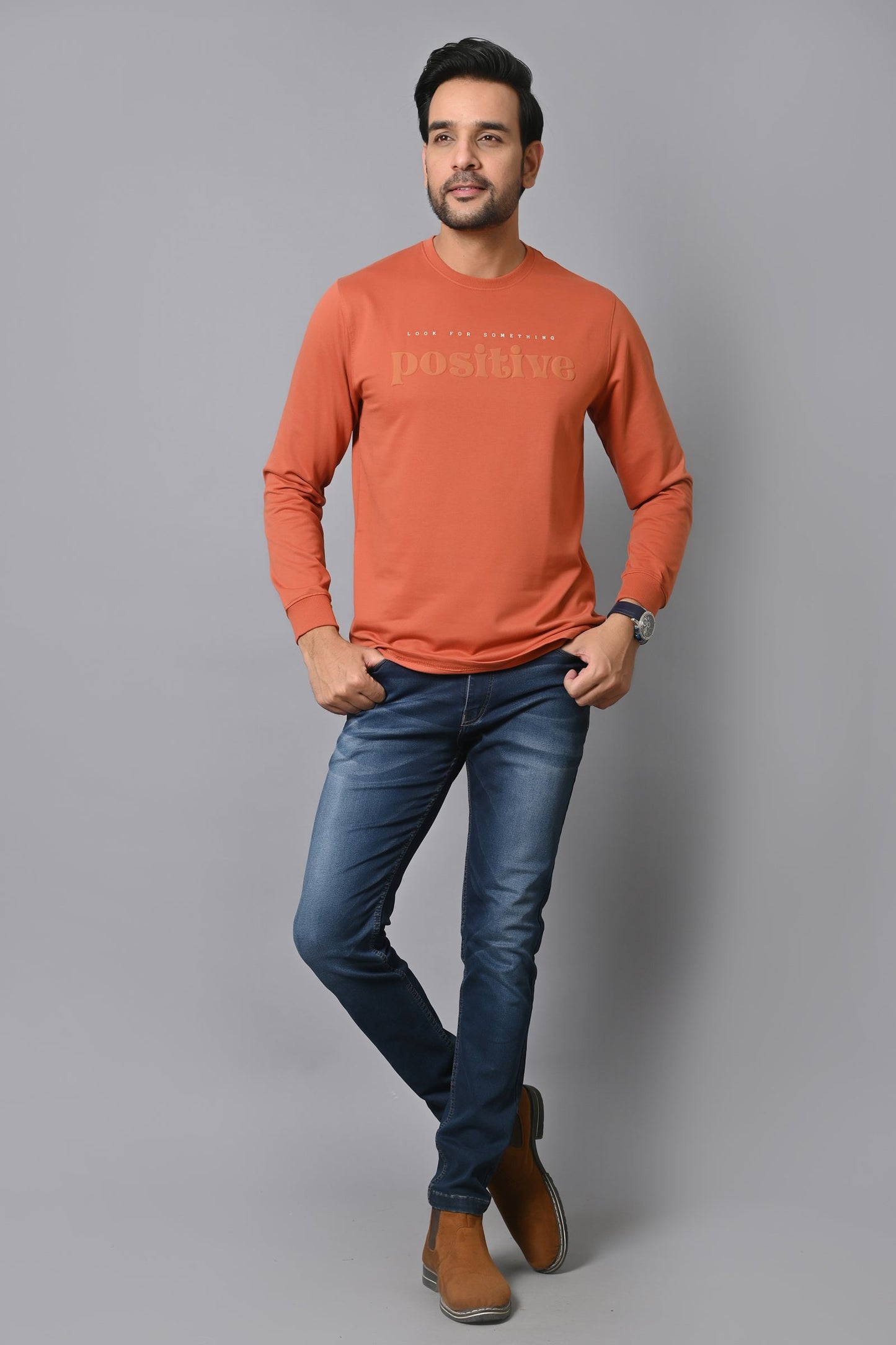 Arbour Men Round Neck Printed Full Sleeves T-Shirt