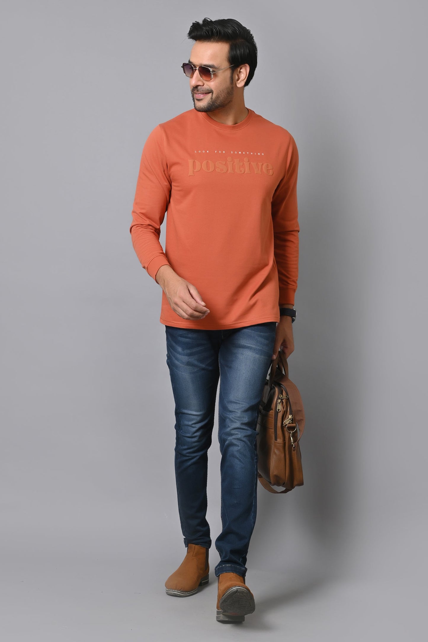 Arbour Men Round Neck Printed Full Sleeves T-Shirt