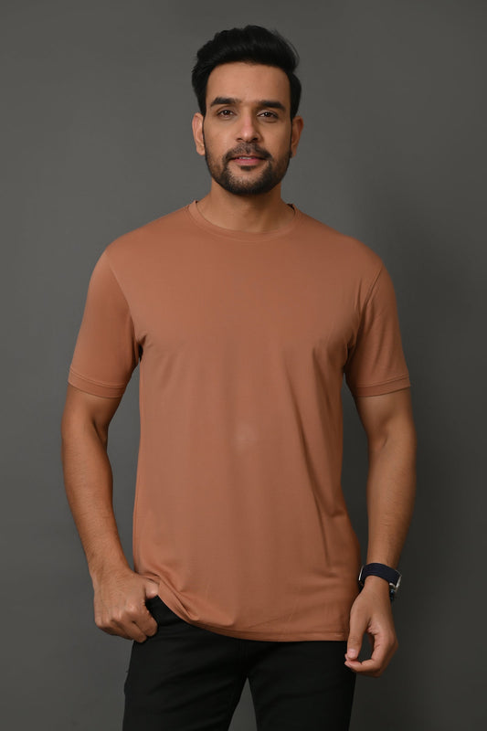 Arbour Men Round Neck Slim Fit Solid Half Sleeves T-Shirt