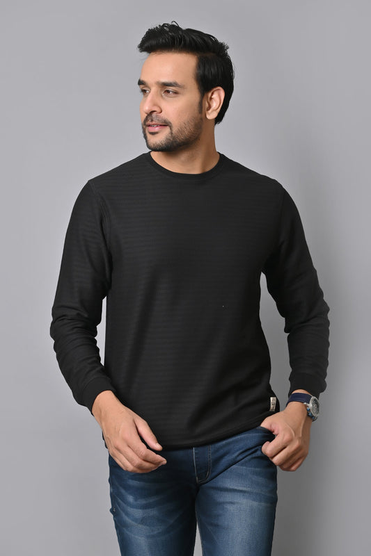 Arbour Men Round Neck solid Full Sleeves T-Shirt