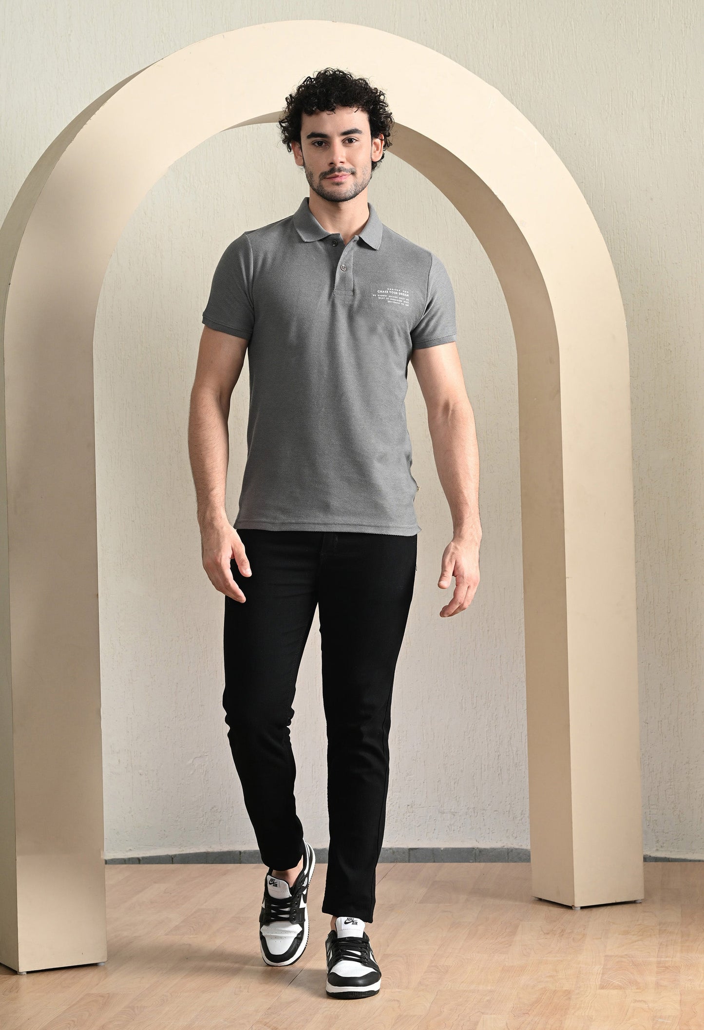 Arbour Men Polo Neck Solid Plain Slim Fit T-Shirt