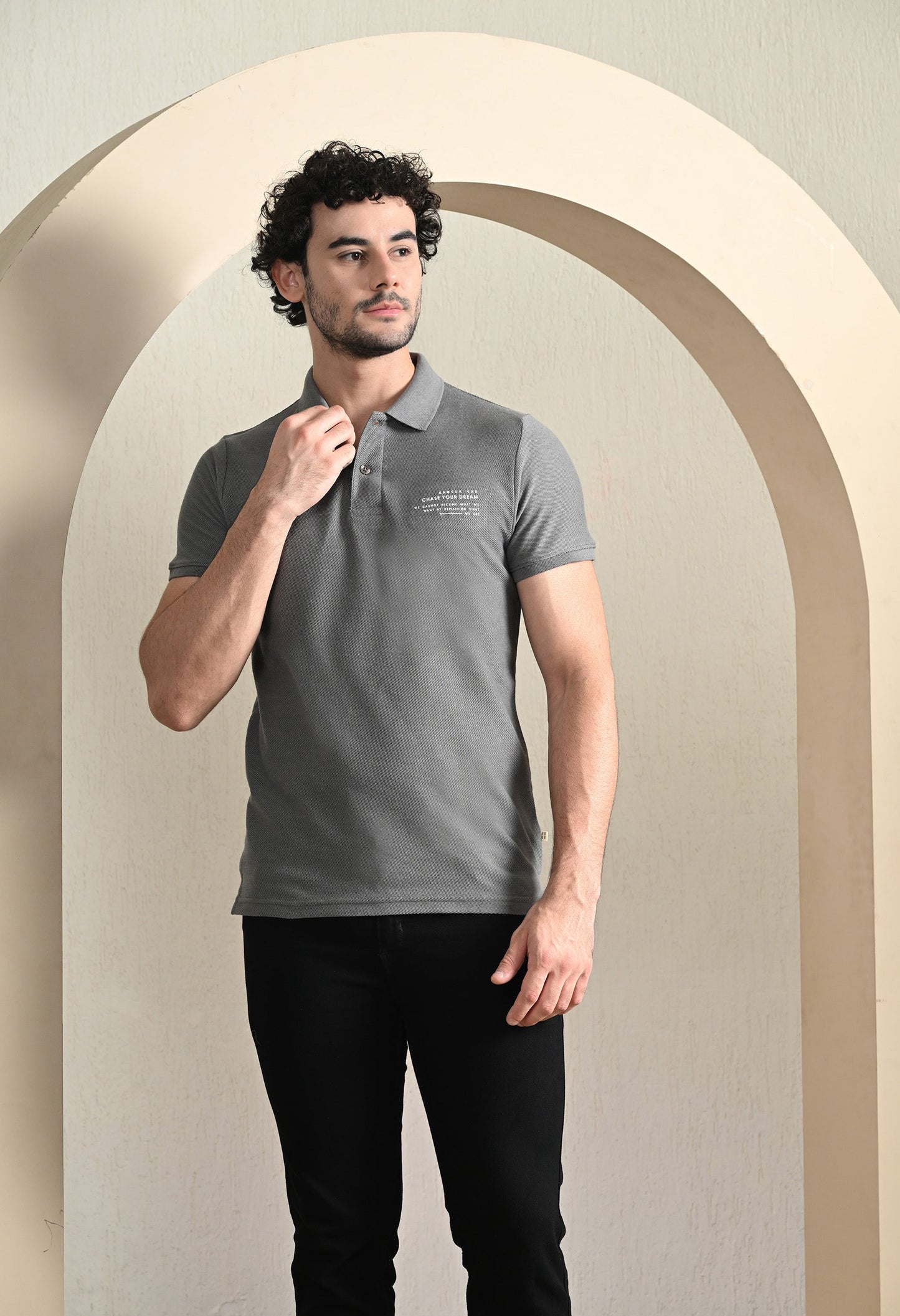 Arbour Men Polo Neck Solid Plain Slim Fit T-Shirt