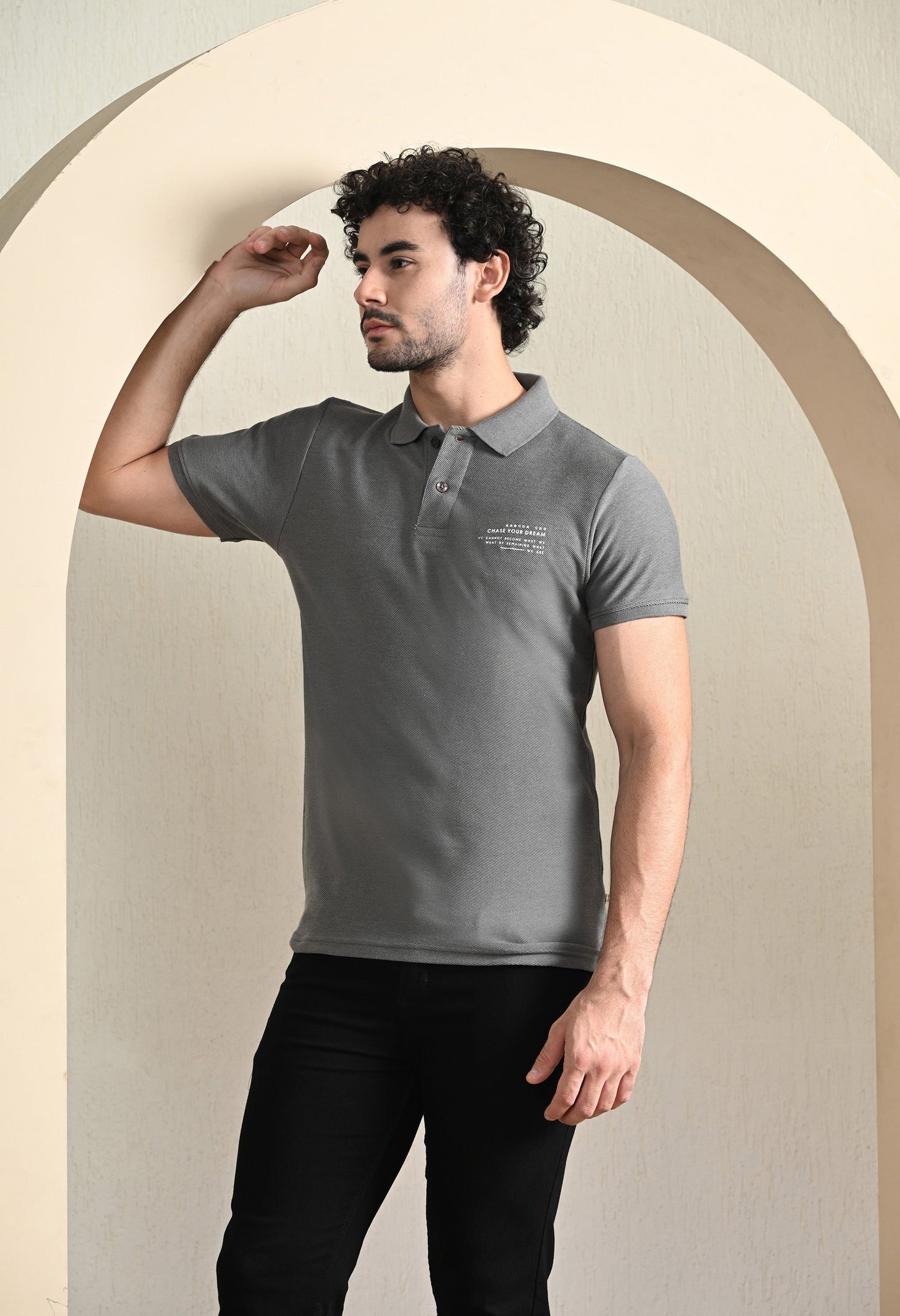 Arbour Men Polo Neck Solid Plain Slim Fit T-Shirt