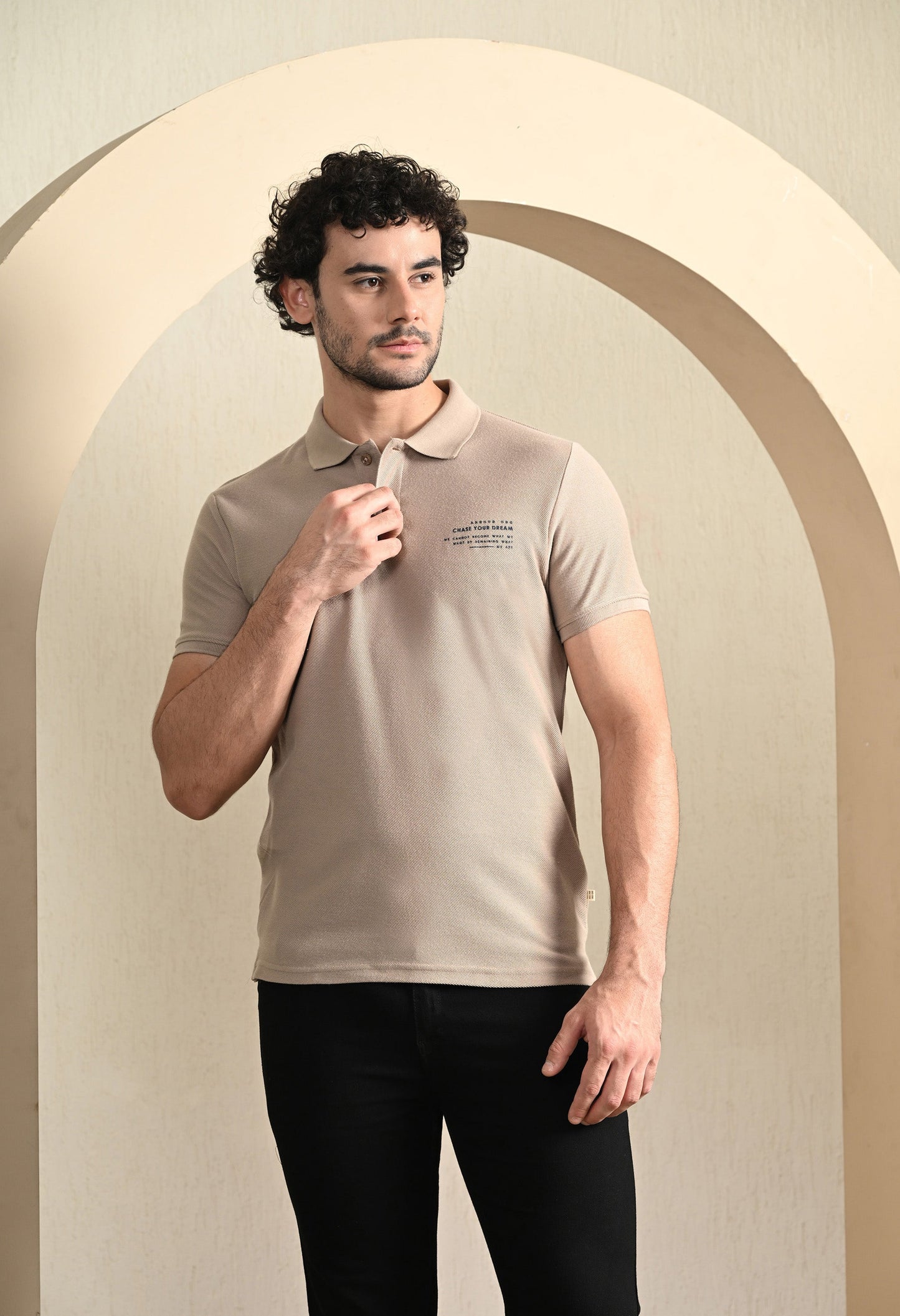 Arbour Men Polo Neck Solid Plain Slim Fit T-Shirt