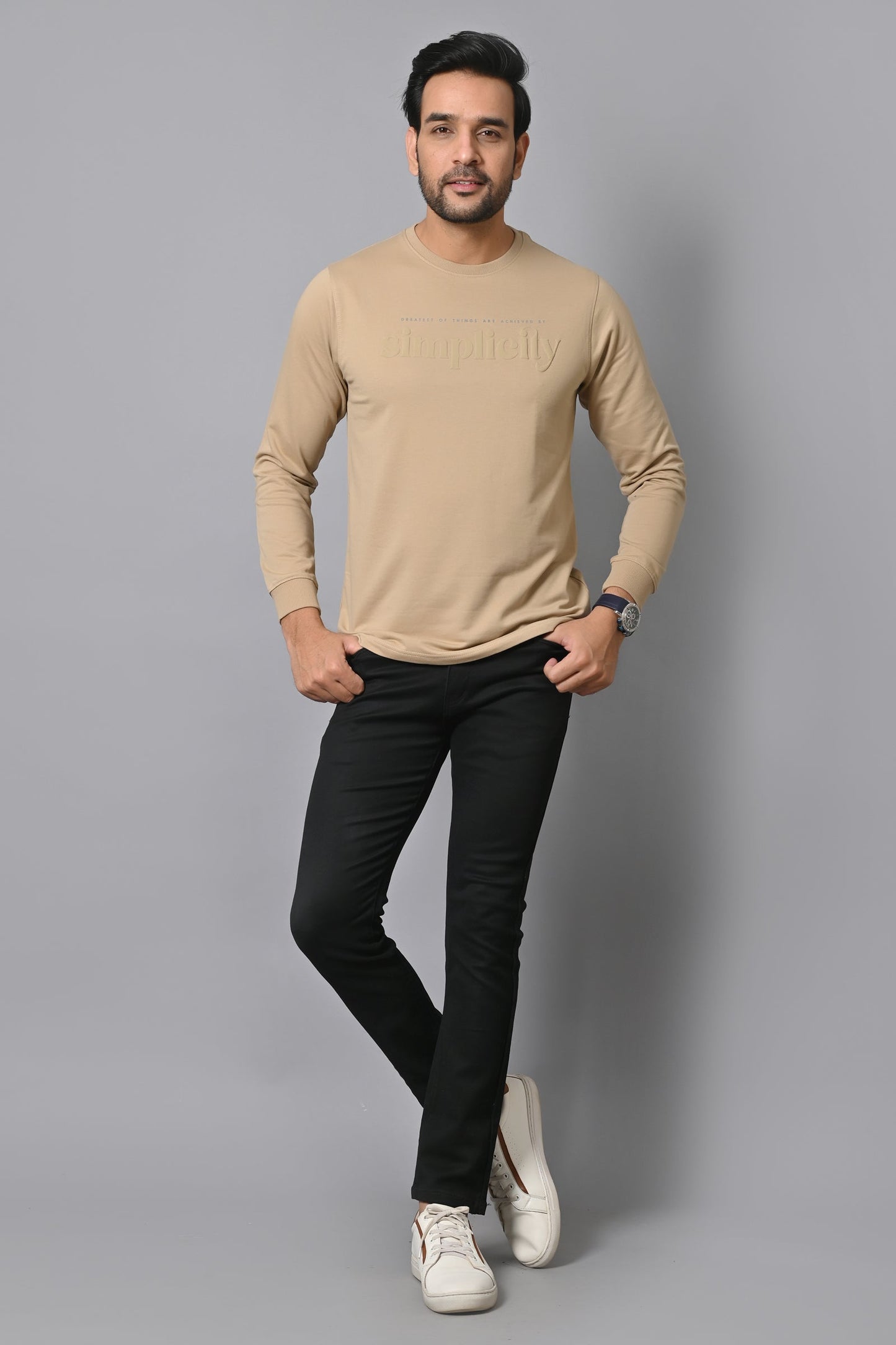 Arbour Men Round Neck Printed Full Sleeves T-Shirt