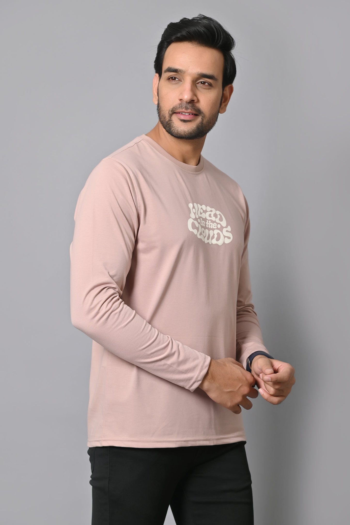 Arbour Men Round Neck Chest & Back Printed Full Sleeves T-Shirt