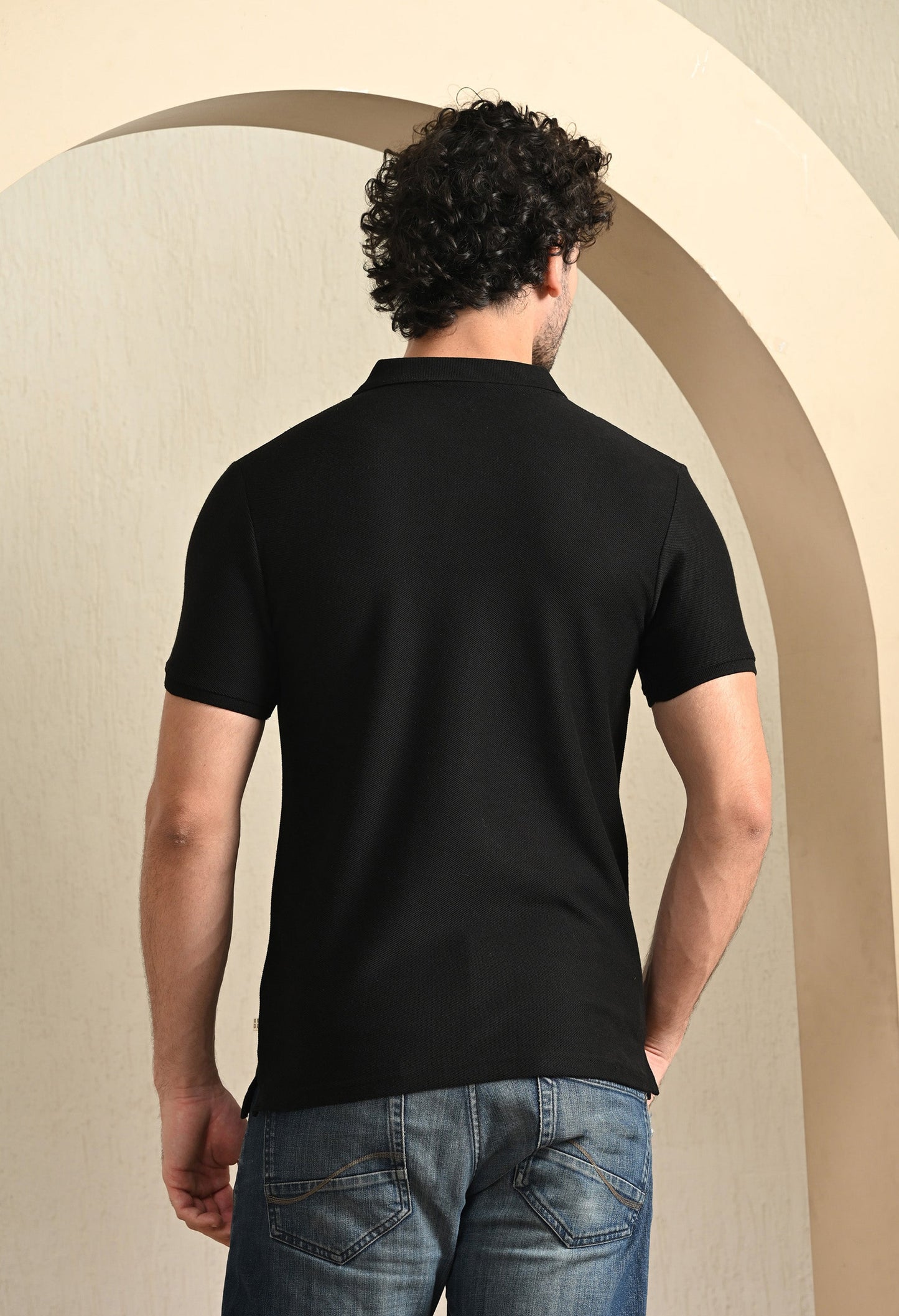 Arbour Men Polo Neck Solid Plain Slim Fit T-Shirt