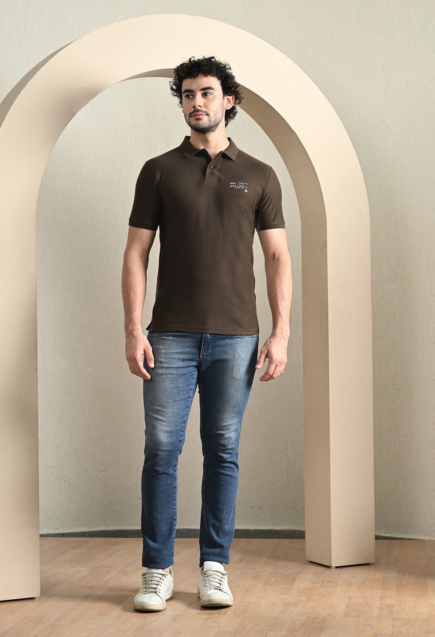 Arbour Men Polo Neck Solid Plain Slim Fit T-Shirt