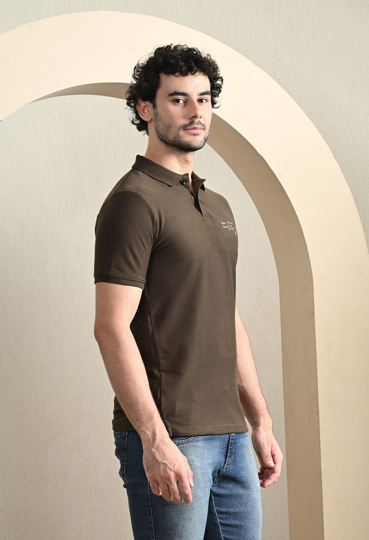 Arbour Men Polo Neck Solid Plain Slim Fit T-Shirt