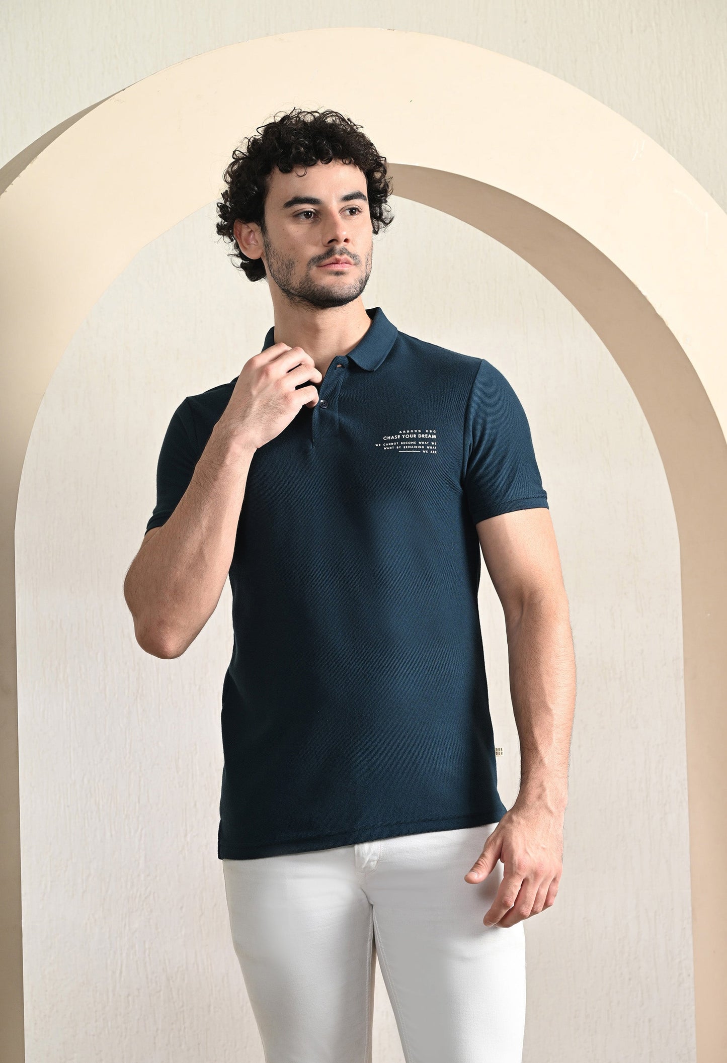 Arbour Men Polo Neck Solid Plain Slim Fit T-Shirt