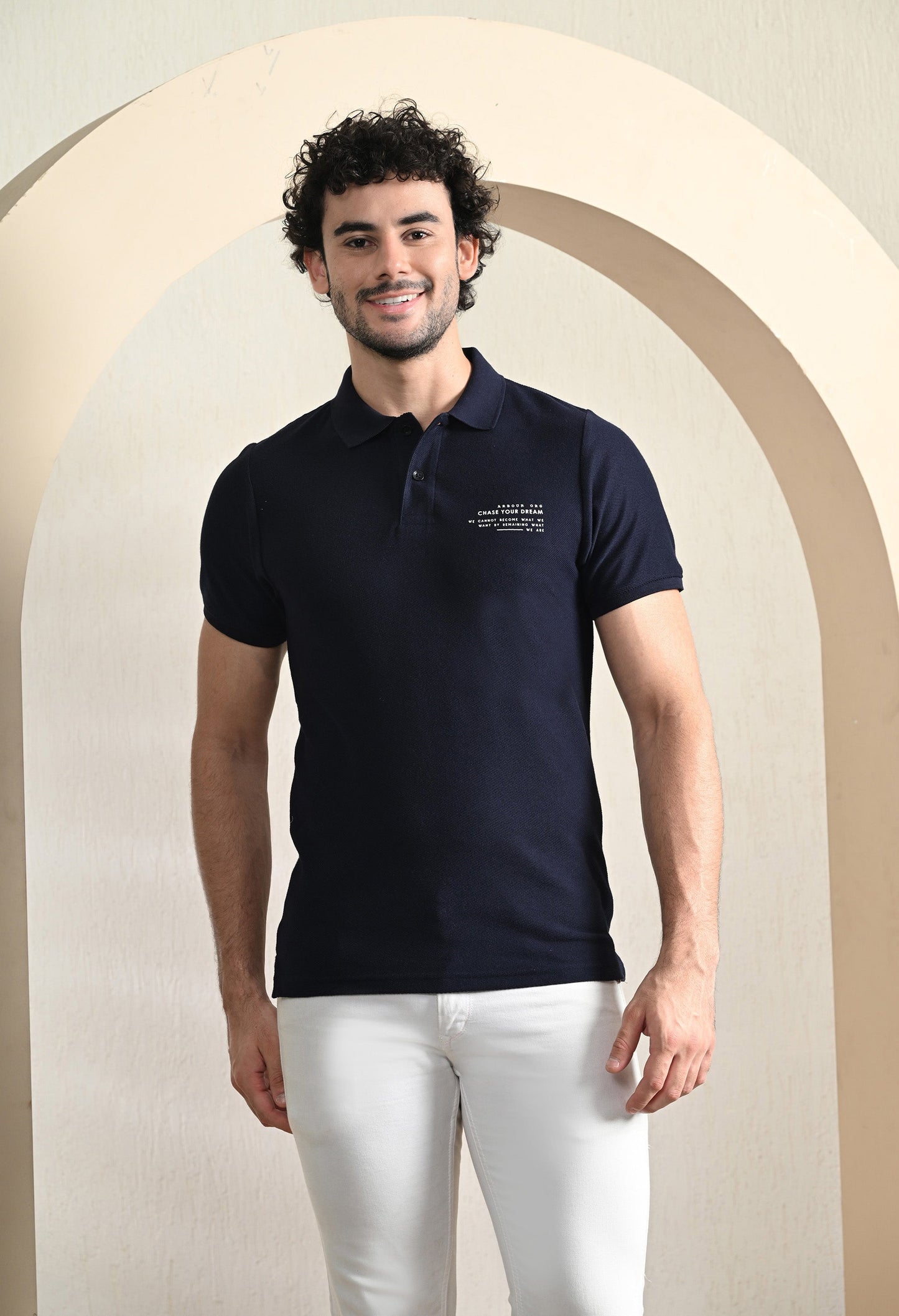 Arbour Men Polo Neck Solid Plain Slim Fit T-Shirt