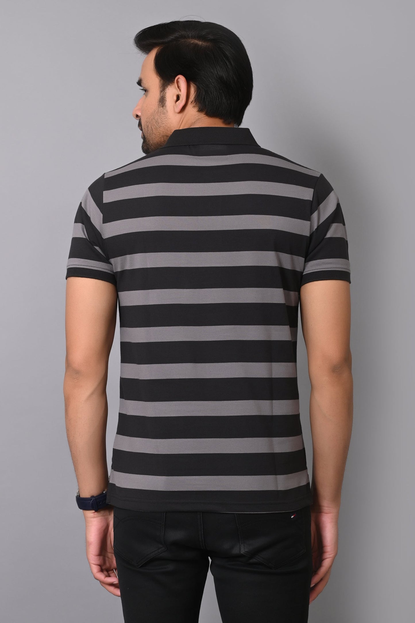 Arbour Men Polo Neck Casual Pocket Stripes T-Shirt