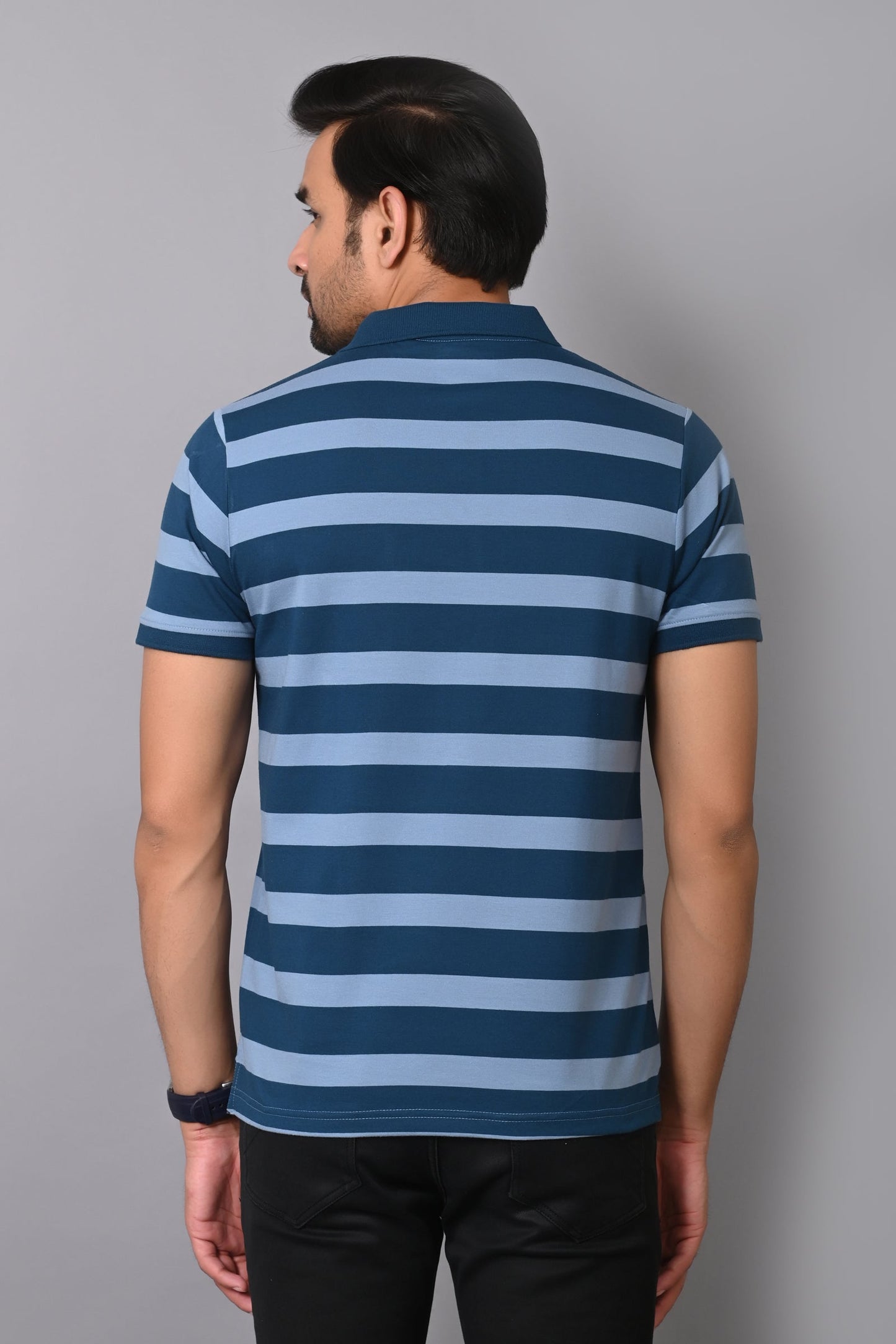 Arbour Men Polo Neck Casual Pocket Stripes T-Shirt