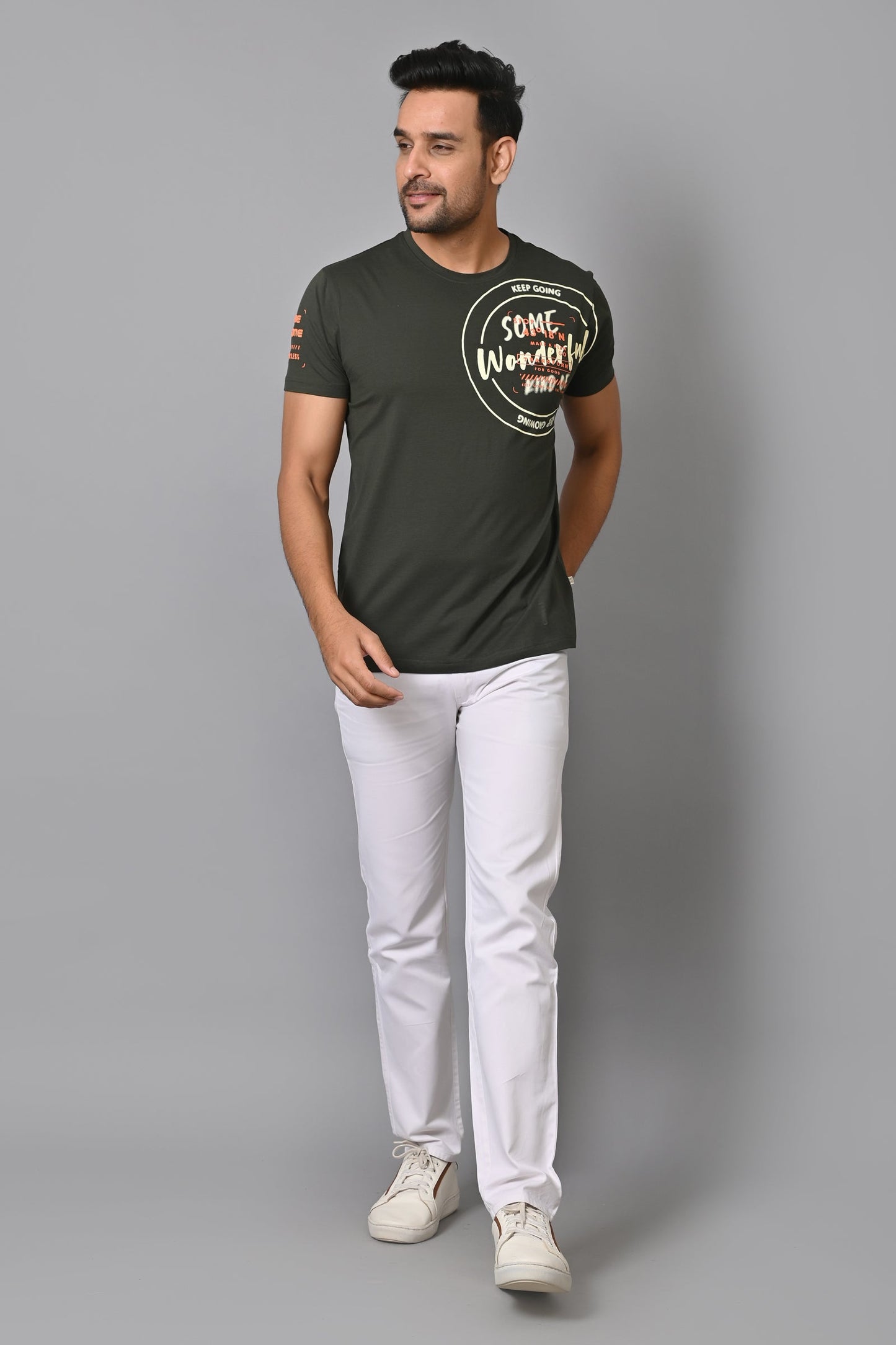 Arbour Men Printed Round Neck Cotton Blend T-Shirt