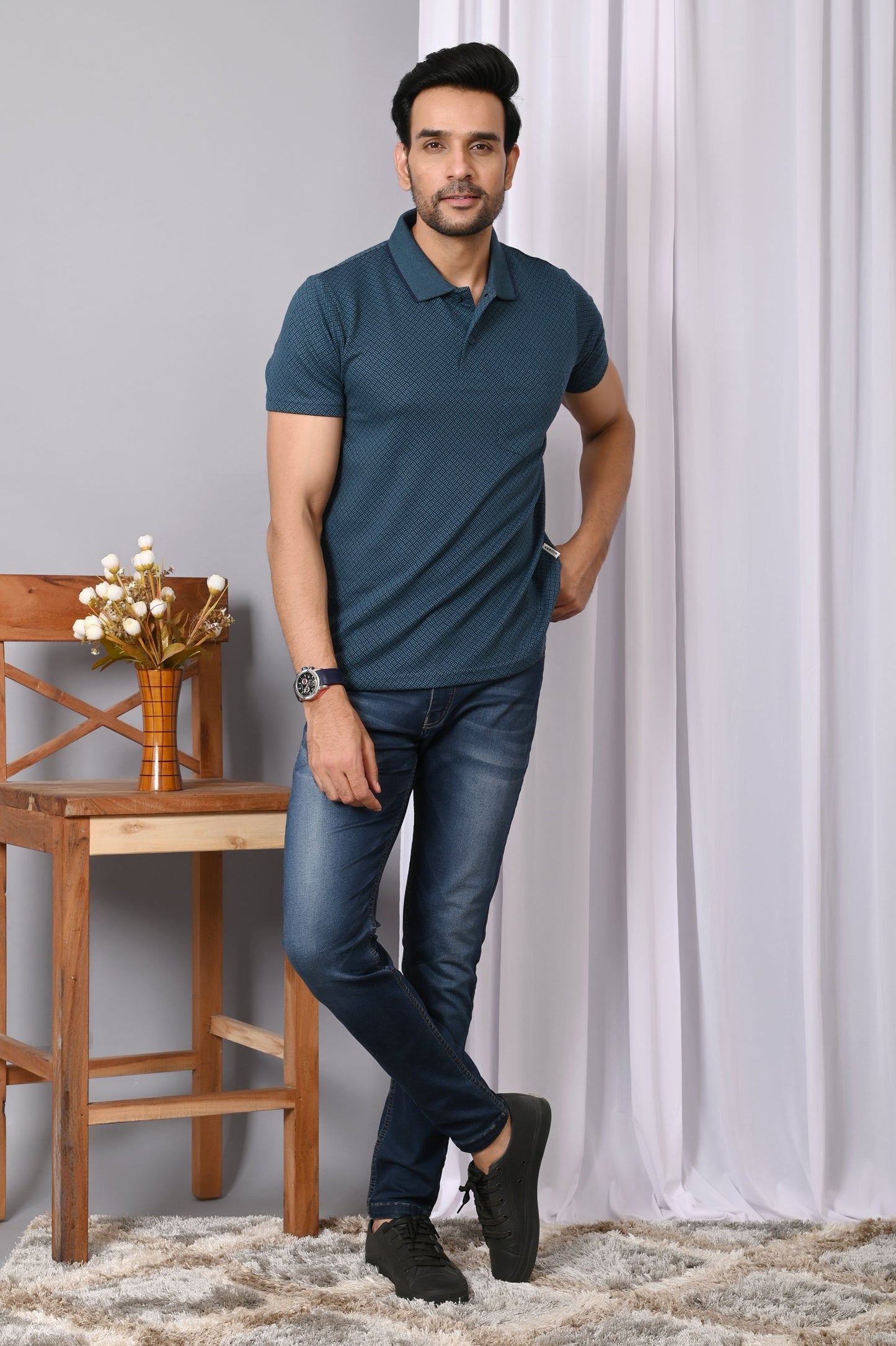 Arbour Men Polo Neck Solid Stylish Plain Half Sleeves Pocket T-Shirt