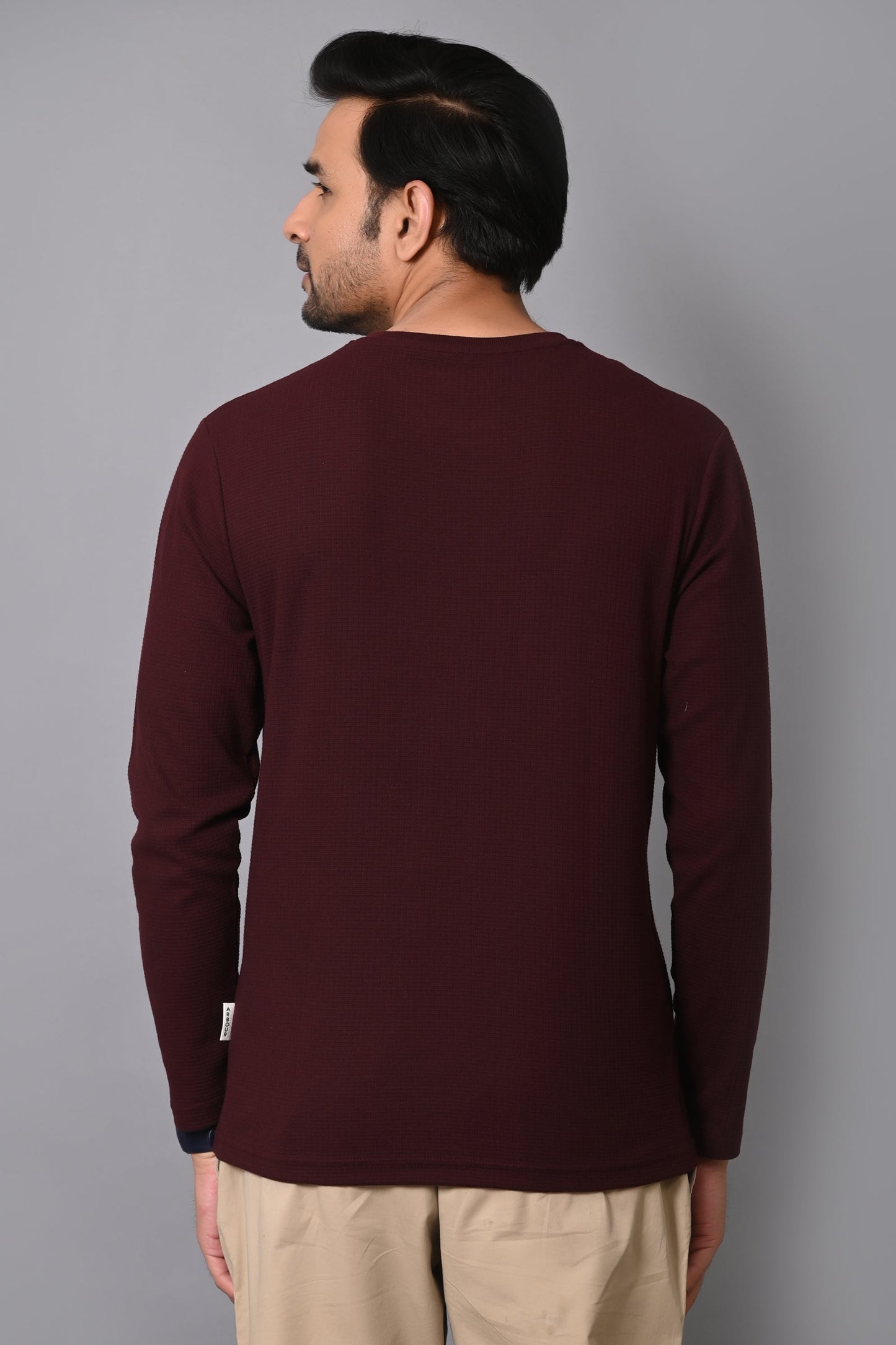 Arbour Men Henley Neck slim Fit Full Sleeves T-Shirt