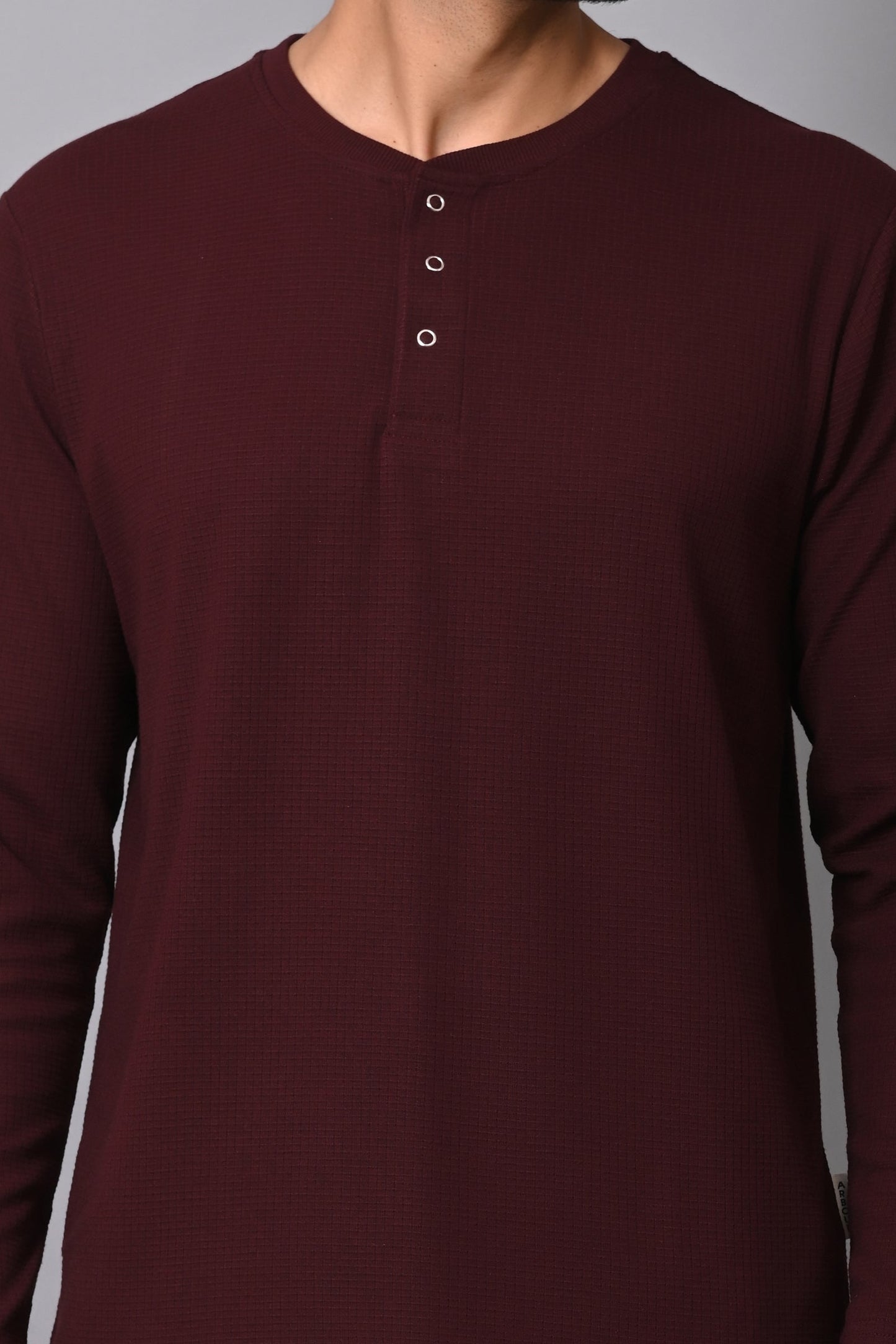 Arbour Men Henley Neck slim Fit Full Sleeves T-Shirt