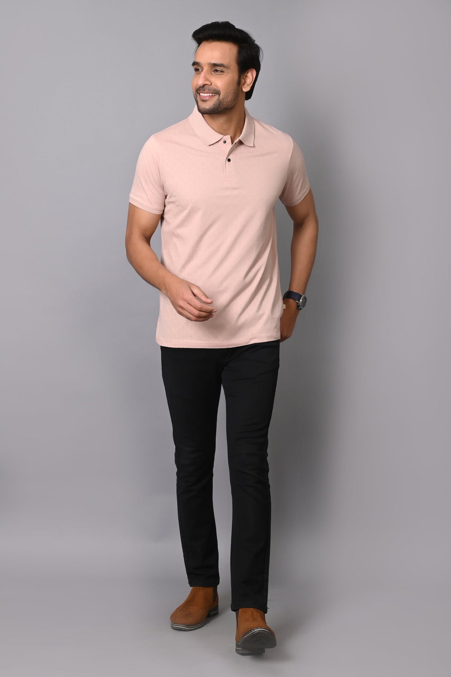 Arbour Men Polo Neck Solid Half Sleeves T-Shirt