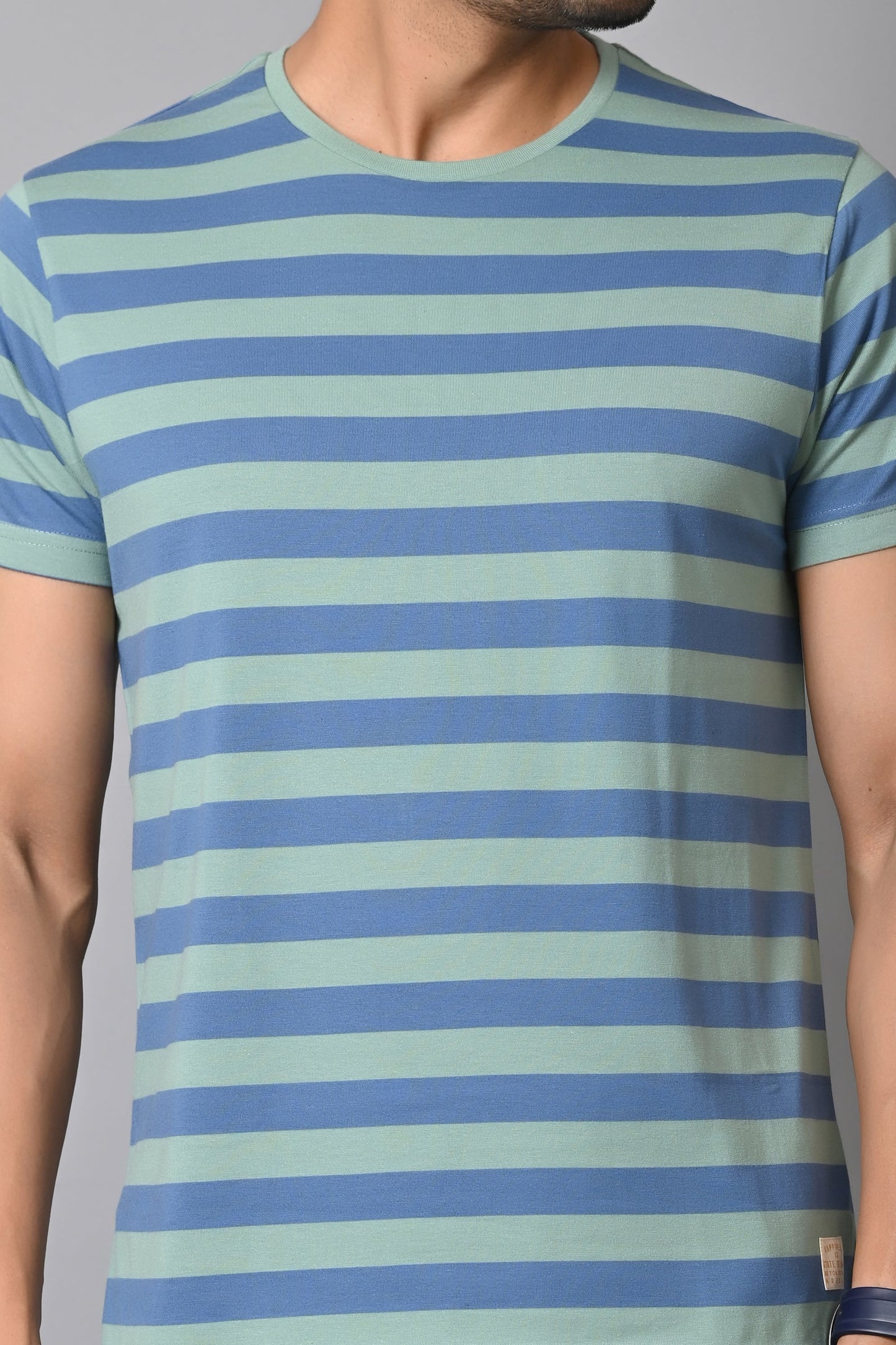 Arbour Men Round Neck Stripes Half Sleeves T-Shirt