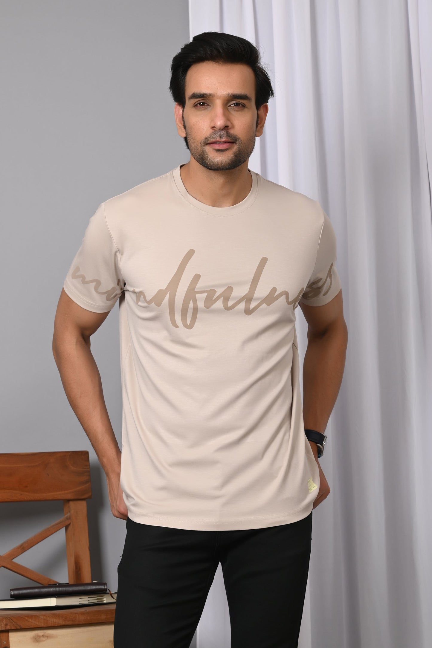 Arbour Men Printed Round Neck Cotton Blend T-Shirt