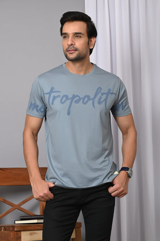 Arbour Men Printed Round Neck Cotton Blend T-Shirt