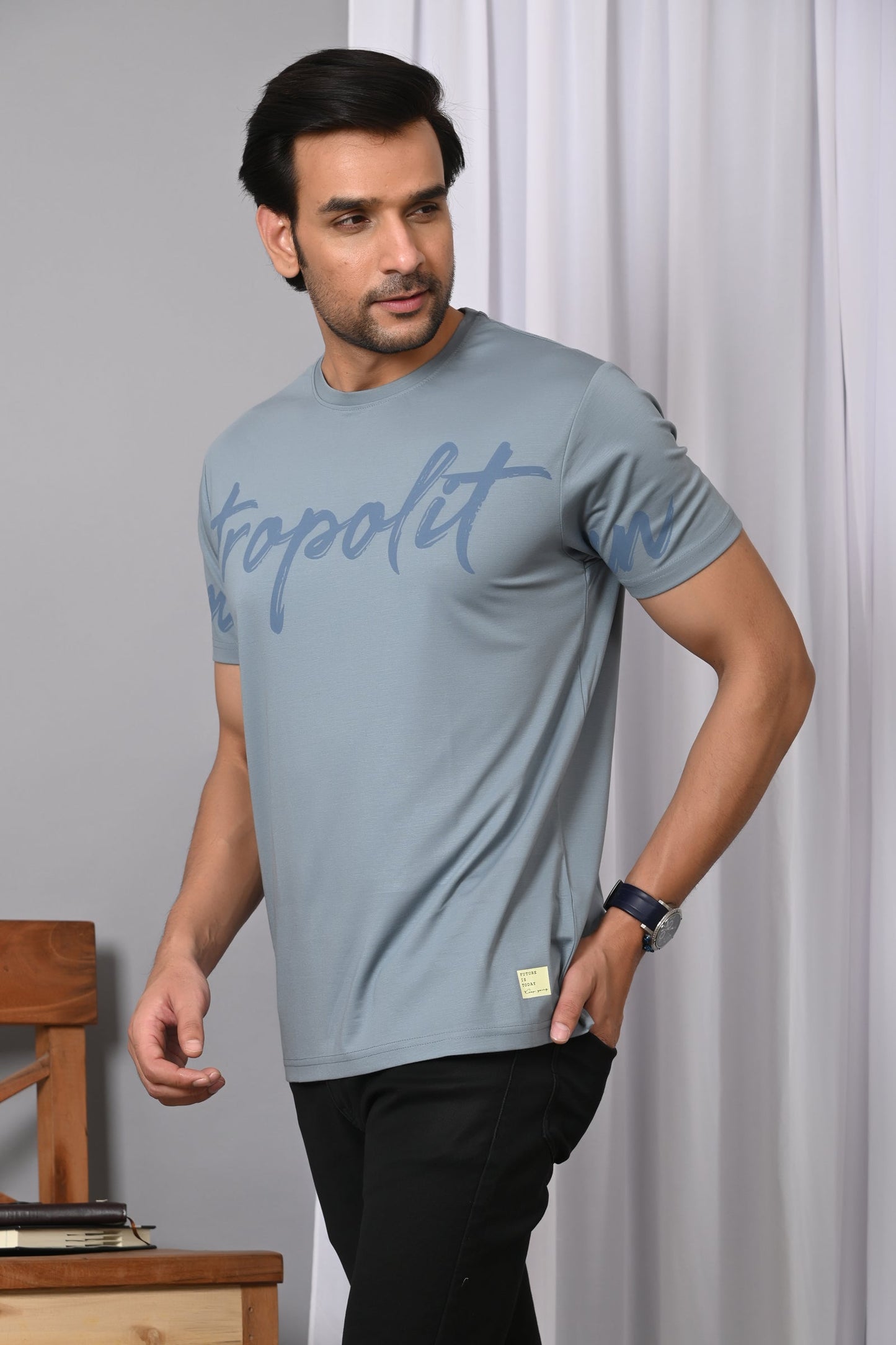 Arbour Men Printed Round Neck Cotton Blend T-Shirt