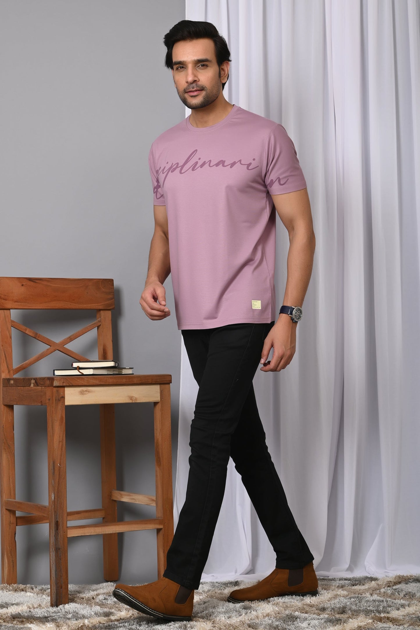 Arbour Men Printed Round Neck Cotton Blend T-Shirt