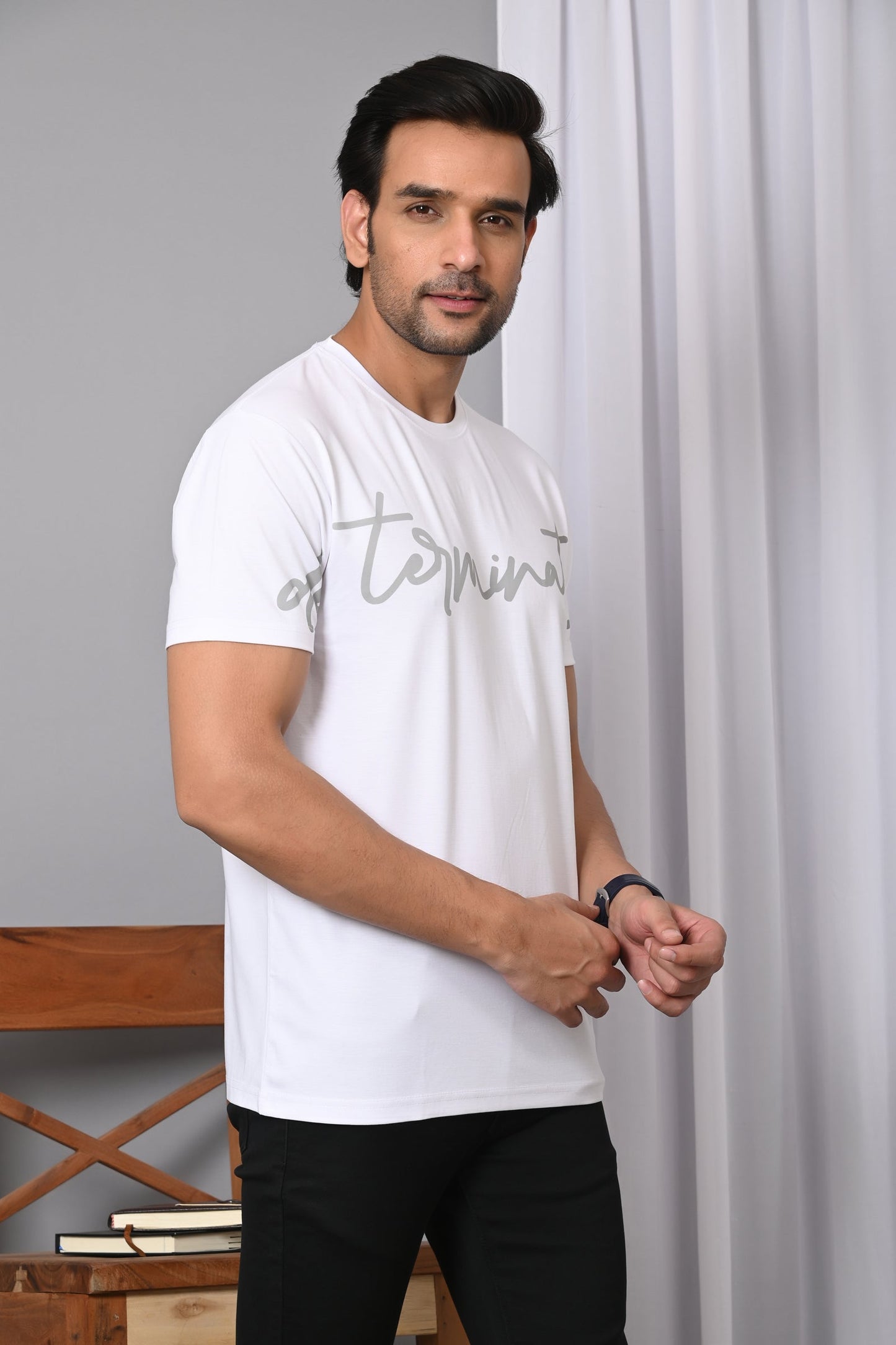 Arbour Men Printed Round Neck Cotton Blend T-Shirt