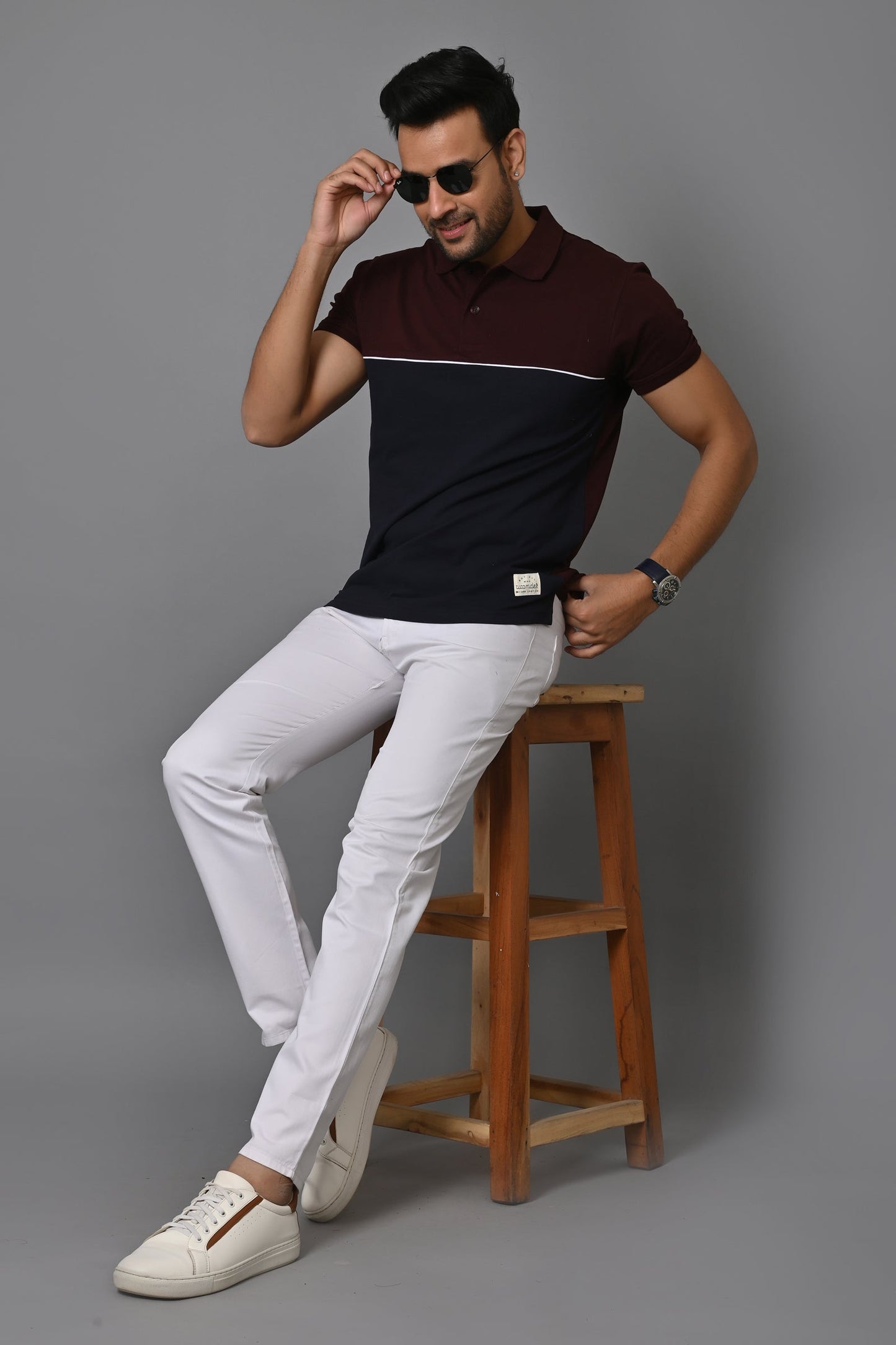 Arbour Men Colorblock Polo Neck Cotton Blend  T-Shirt