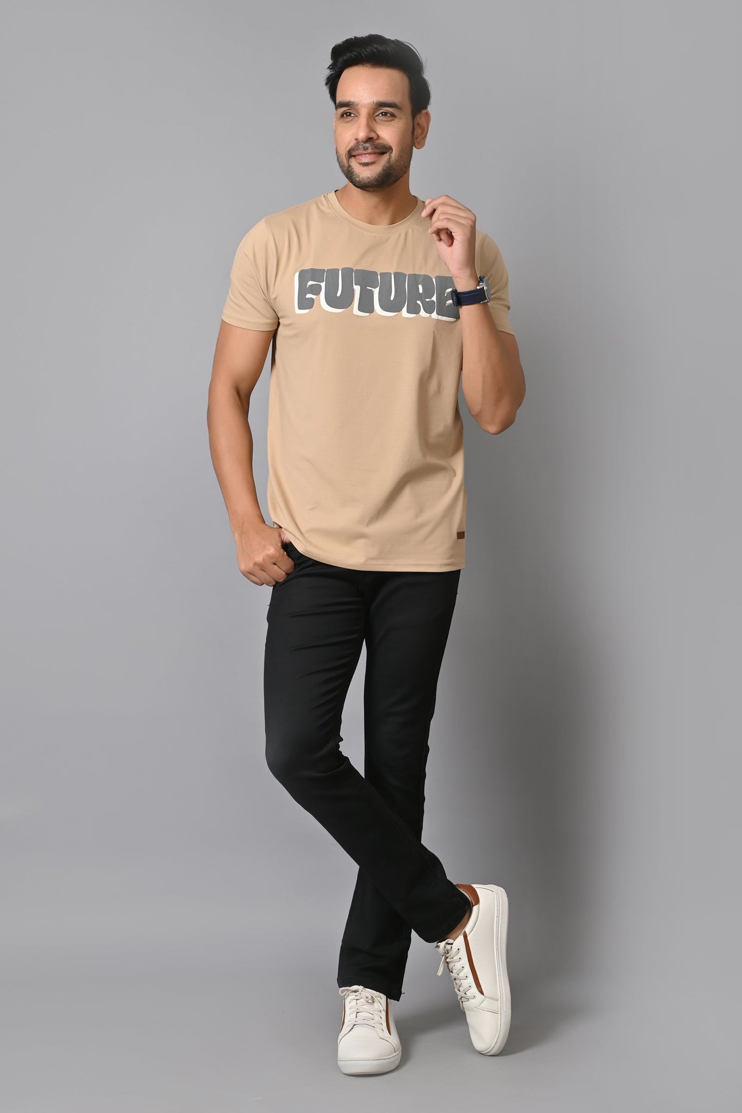 Arbour Men Typography Round Neck Cotton Blend T-Shirt