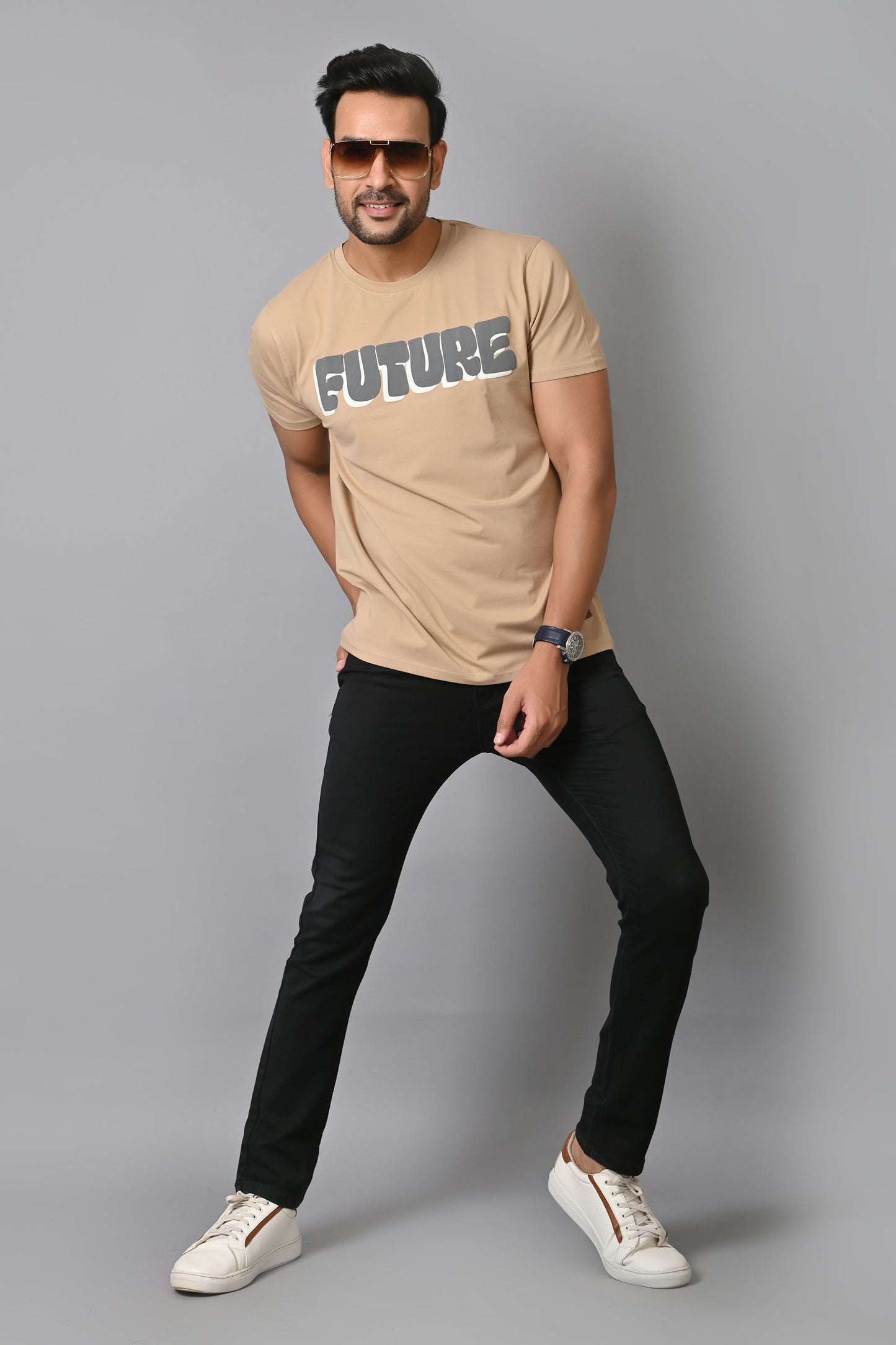 Arbour Men Typography Round Neck Cotton Blend T-Shirt