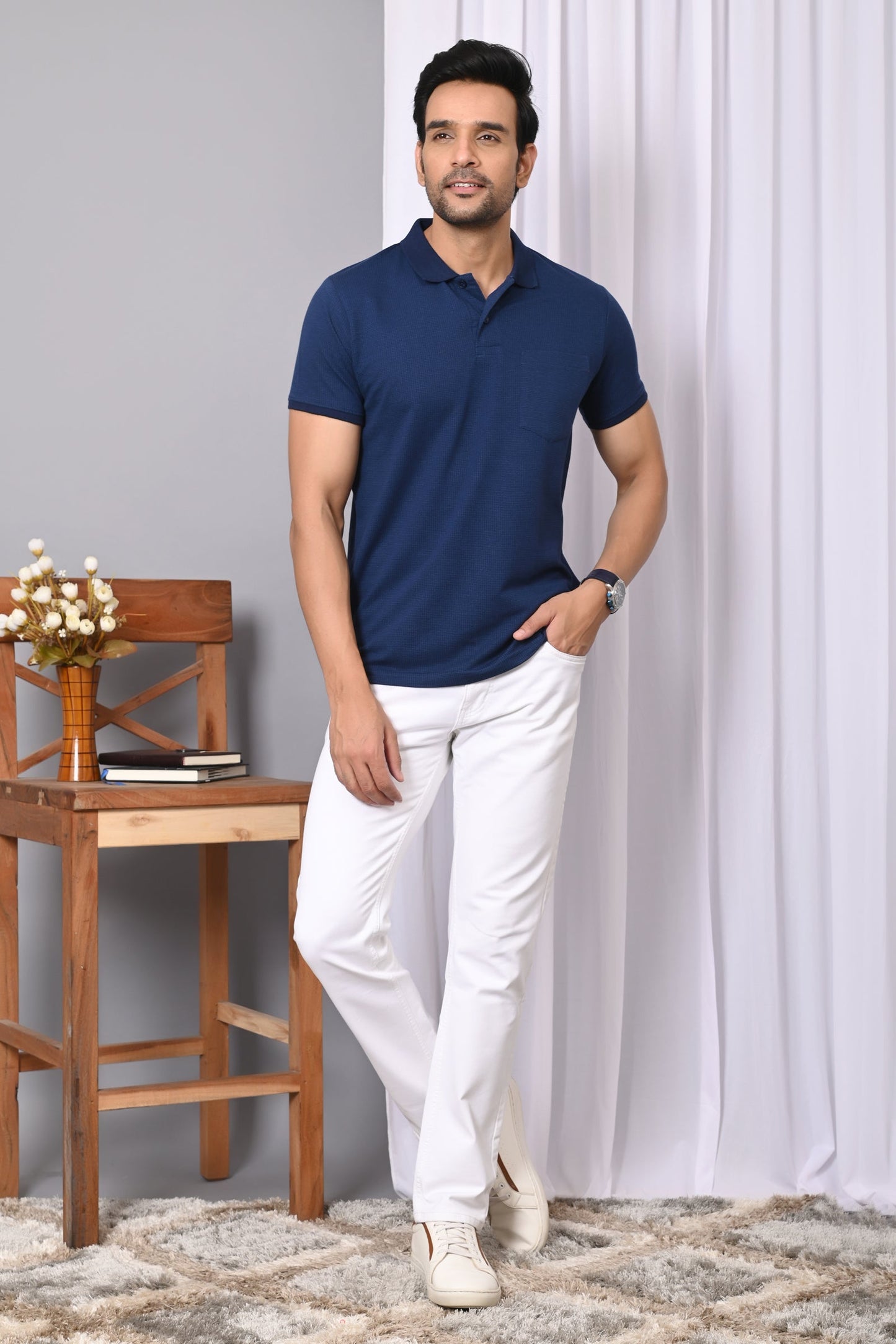 Arbour Men Polo Neck Solid Casual Half Sleeves T-Shirt