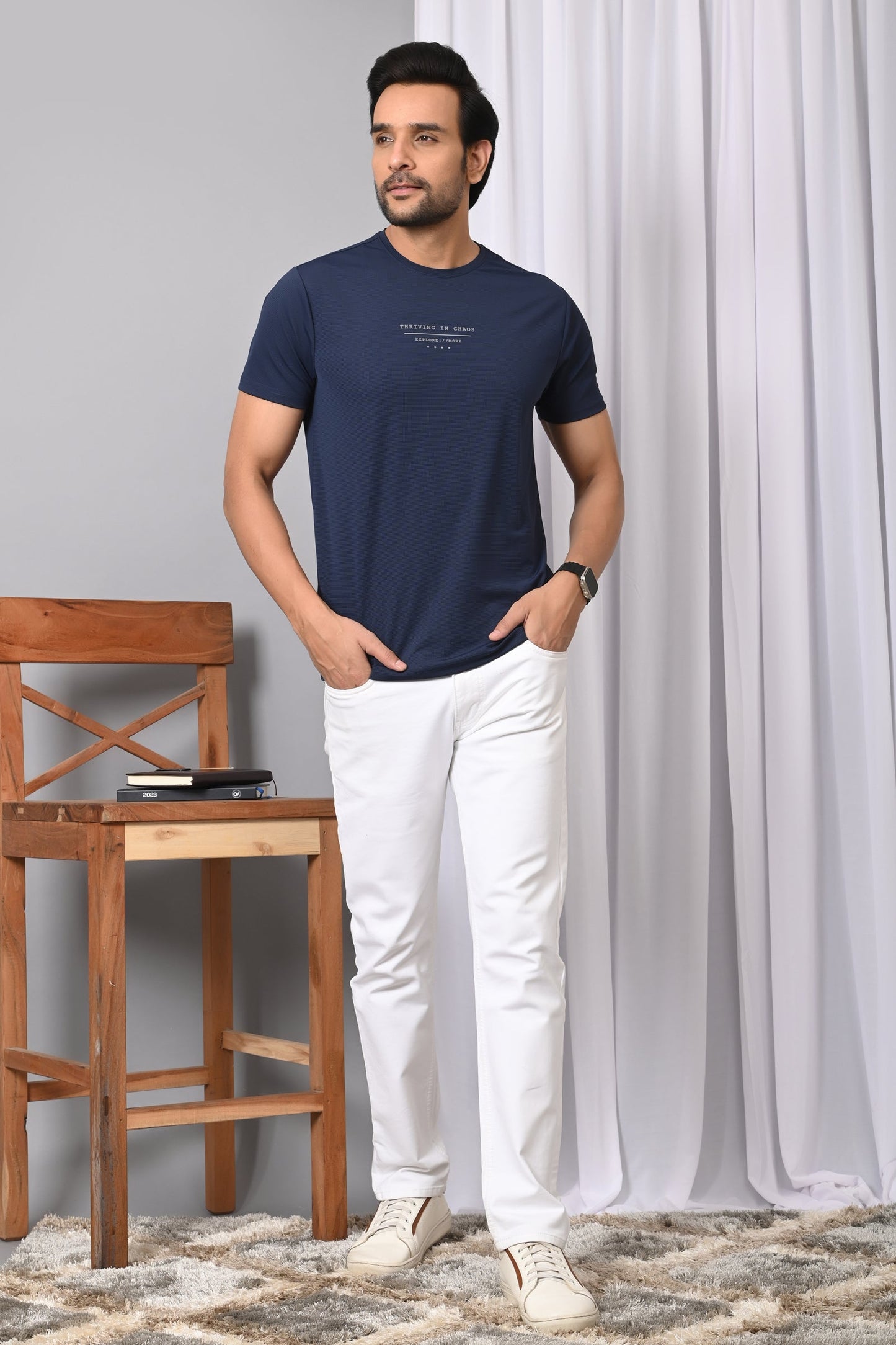 Arbour Men Round Neck Solid Slim Fit Half Sleeves T-Shirt