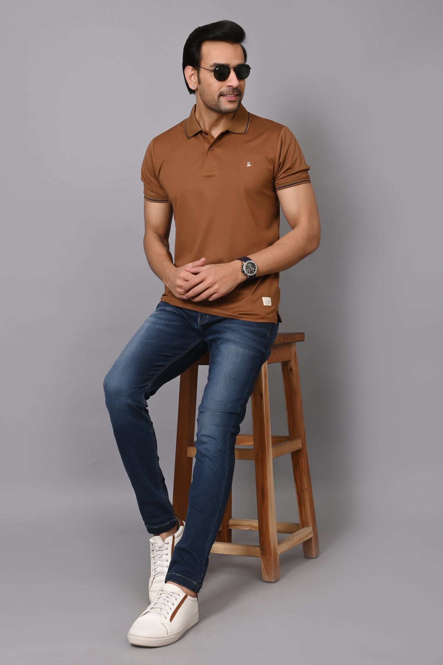 Arbour Men Polo Neck Solid Half Sleeves T-Shirt