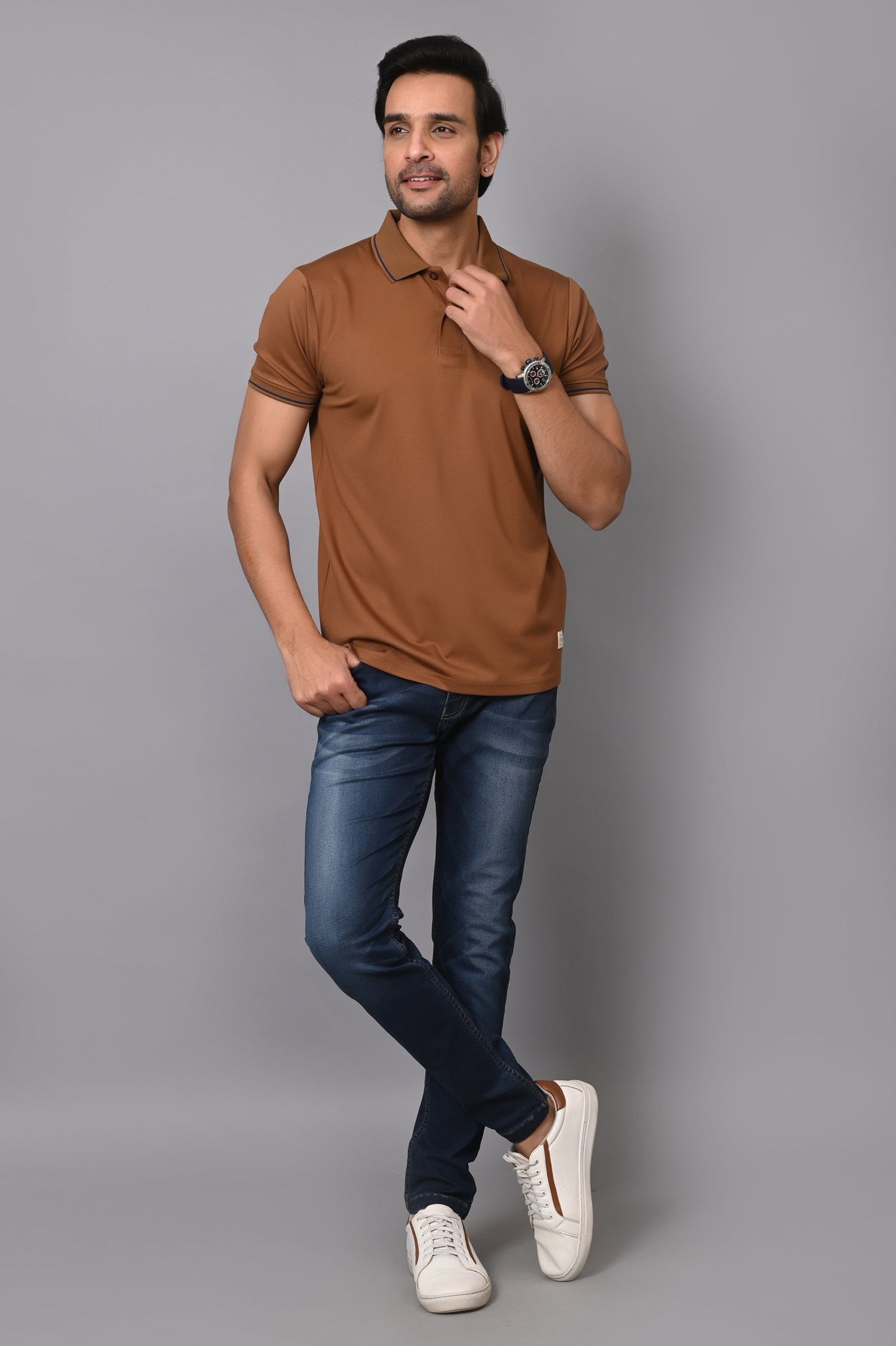 Arbour Men Polo Neck Solid Half Sleeves T-Shirt