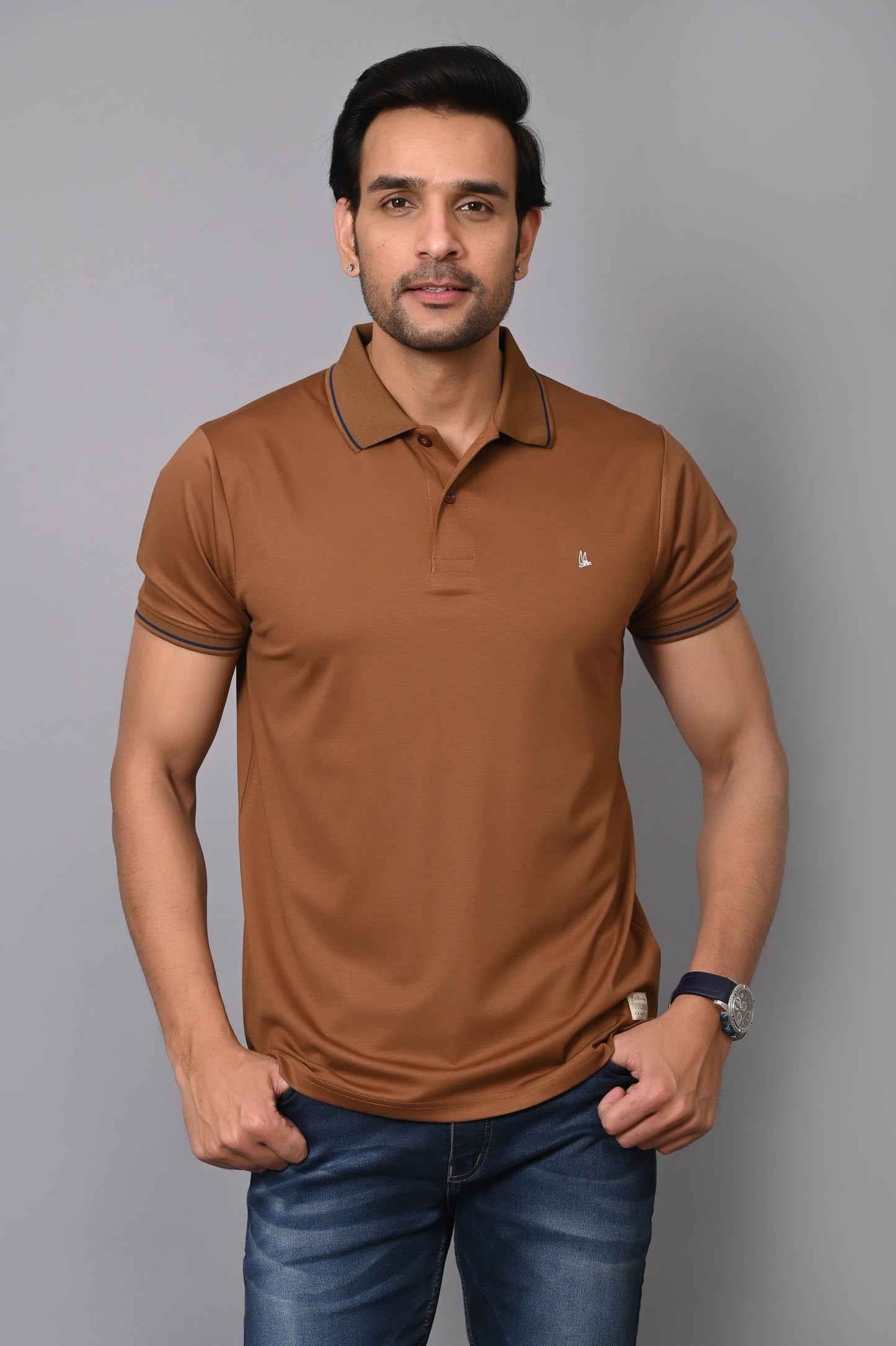 Arbour Men Polo Neck Solid Half Sleeves T-Shirt