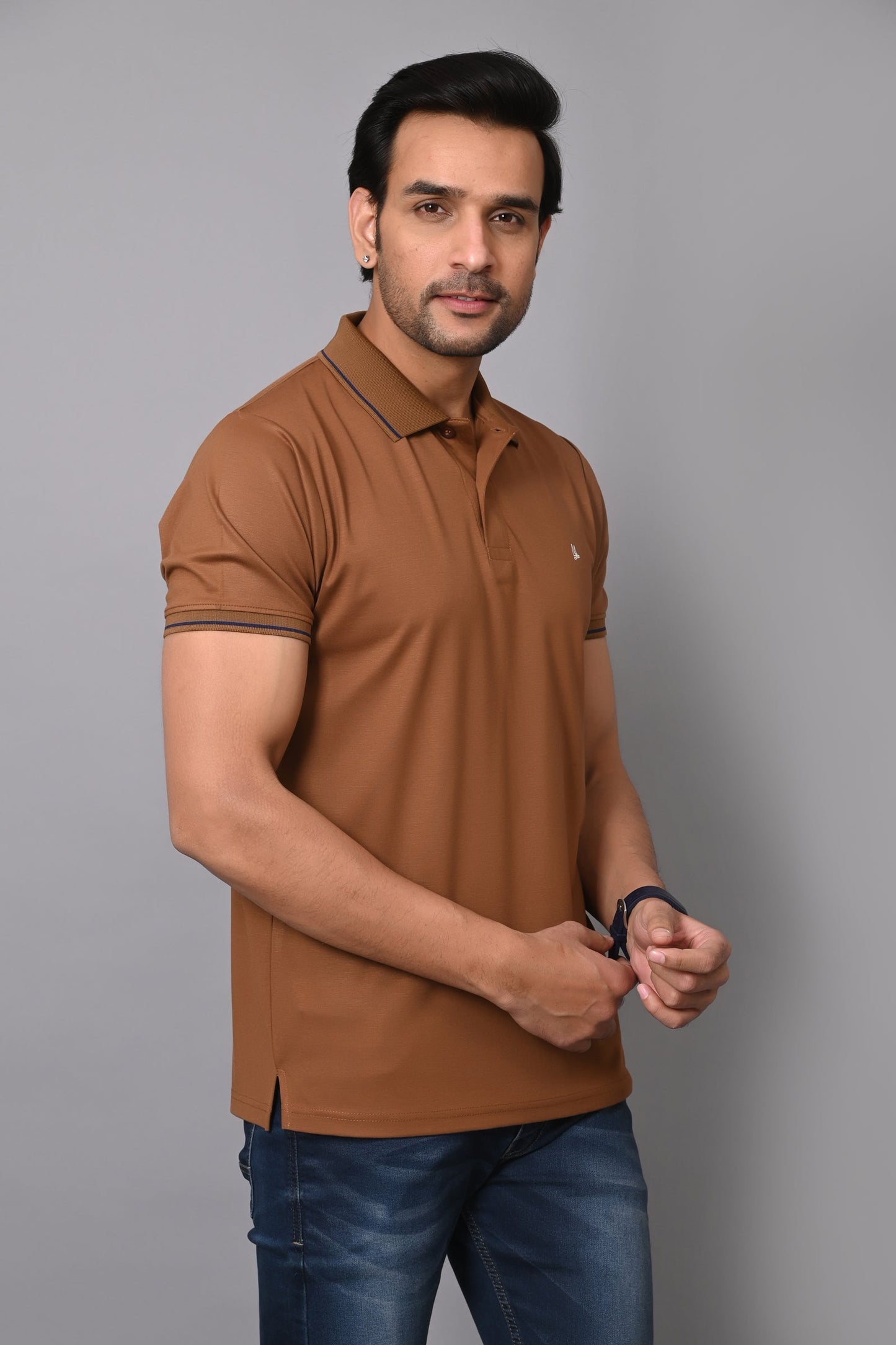 Arbour Men Polo Neck Solid Half Sleeves T-Shirt