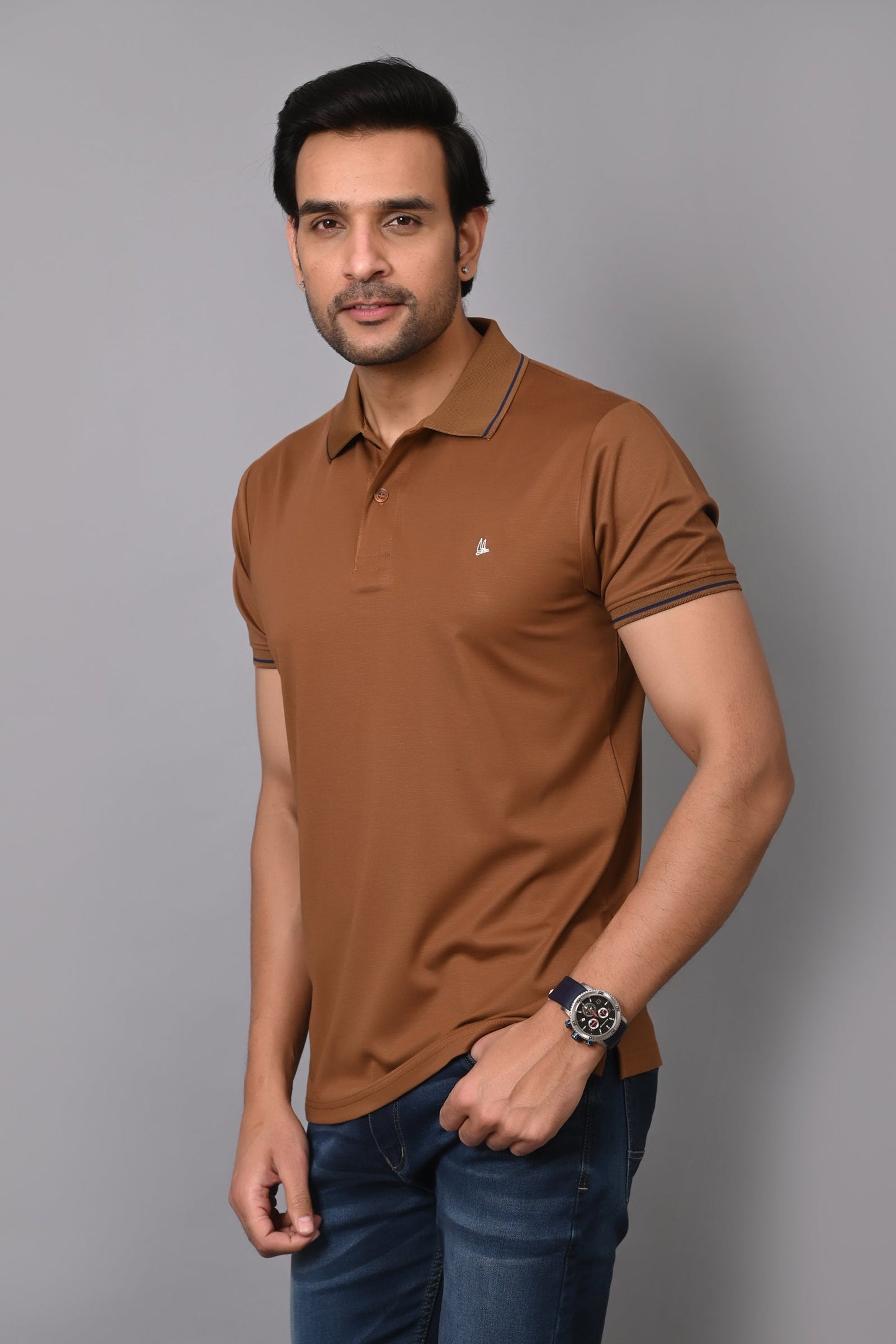 Arbour Men Polo Neck Solid Half Sleeves T-Shirt