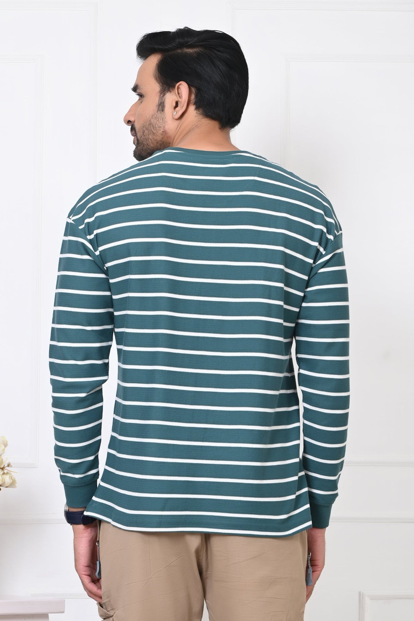 Arbour Men Round Neck Stripes Full Sleeves T-Shirt